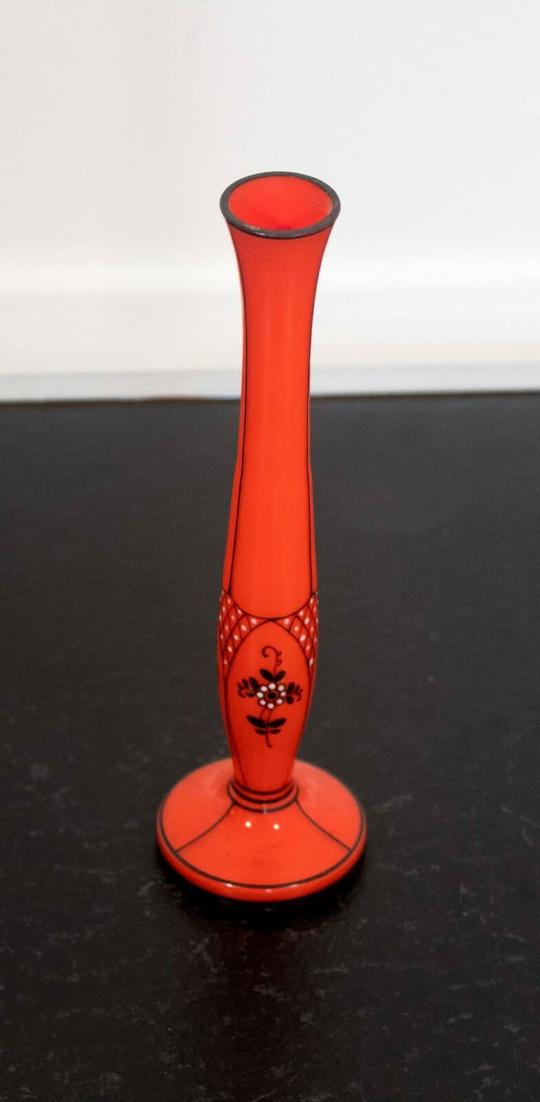 Gallo Slovakia Orange Bud Vase with Flower Design - Thumbnail 5