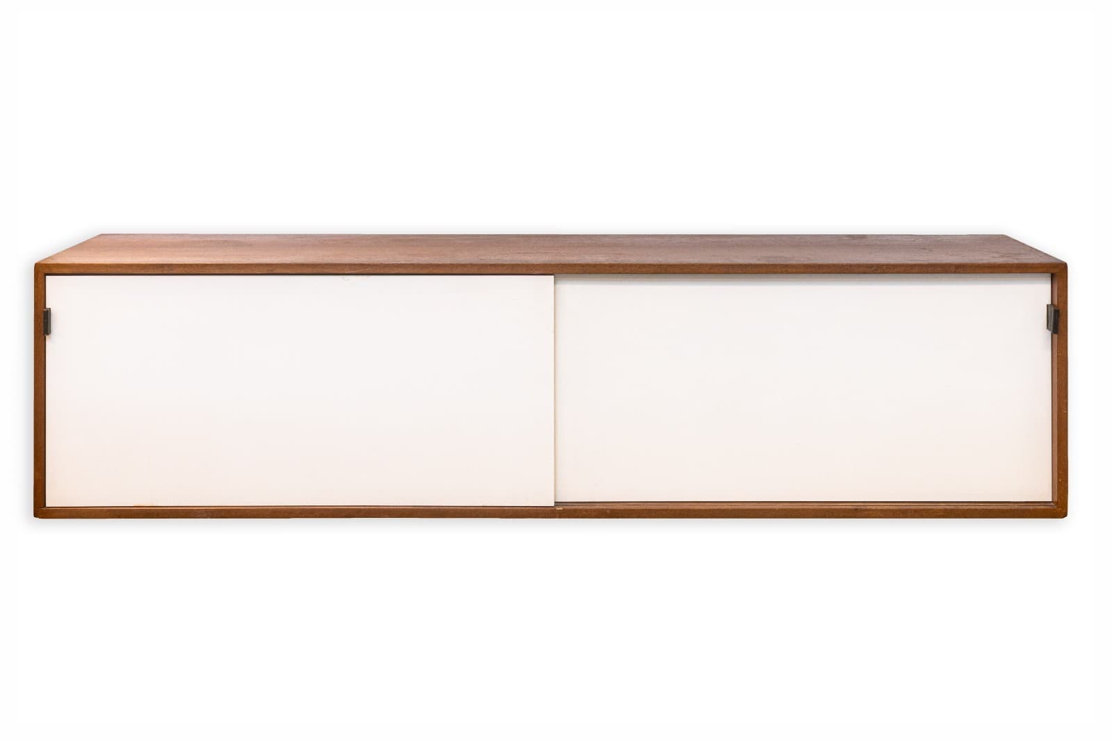 Pair of Vintage 1960s Florence Knoll Floating Credenzas Walnut & White Laminate - Thumbnail 3