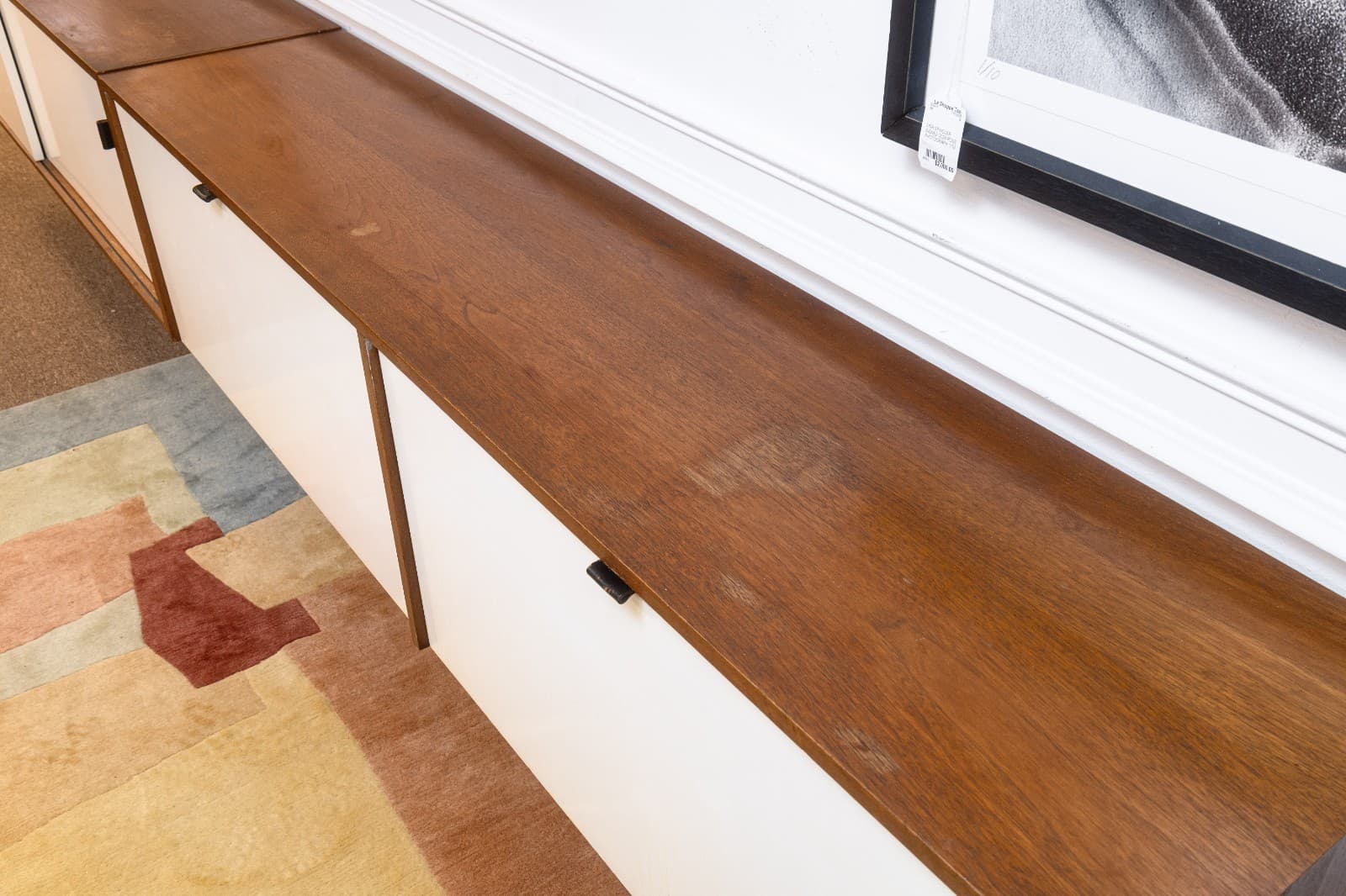 Pair of Vintage 1960s Florence Knoll Floating Credenzas Walnut & White Laminate - Thumbnail 11