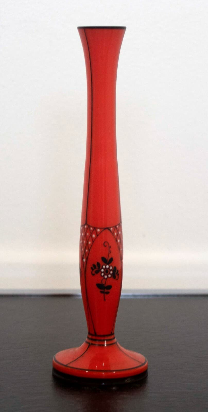 Gallo Slovakia Orange Bud Vase with Flower Design - Thumbnail 2