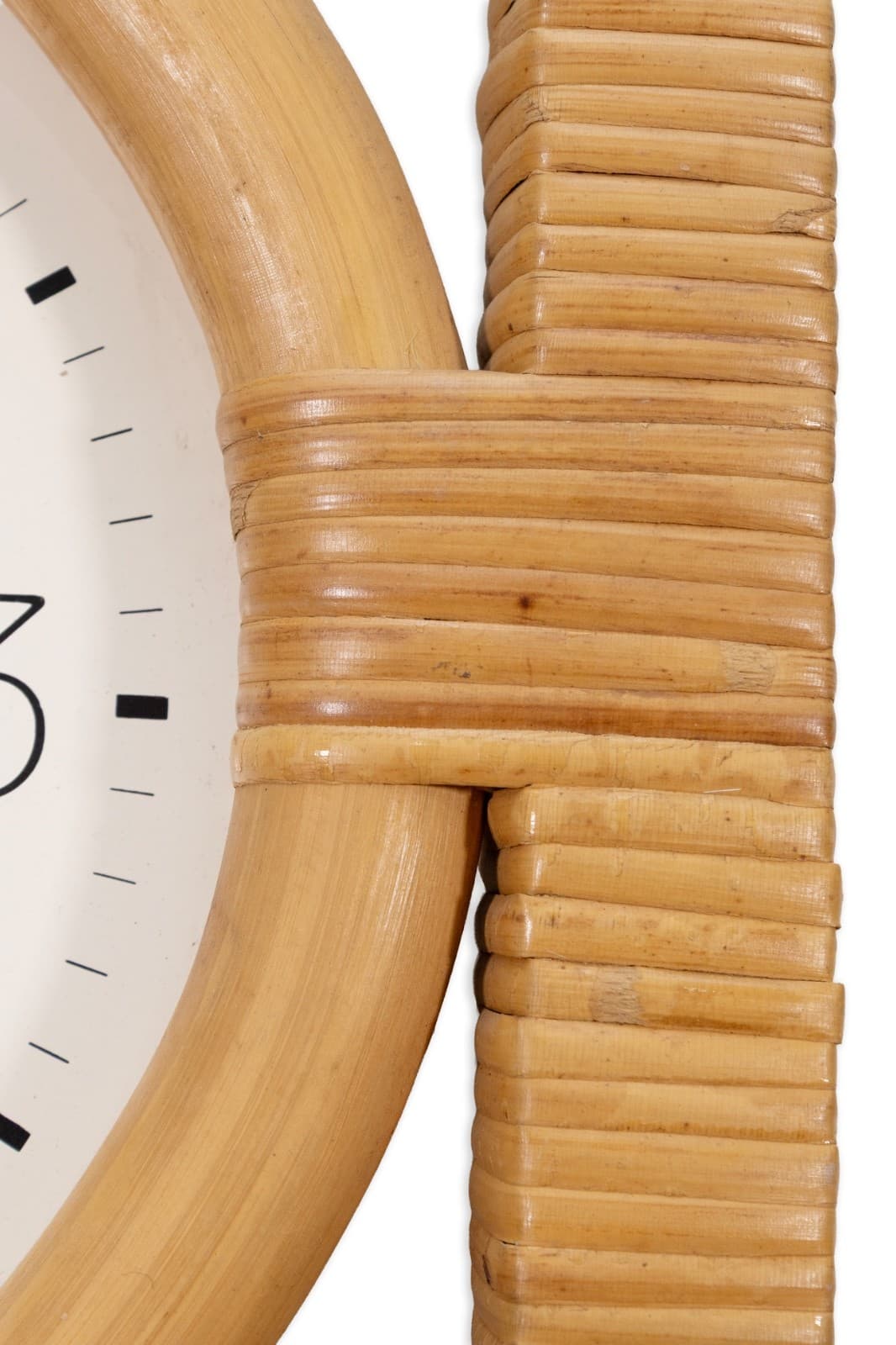 Vintage Mid Century Mod Rattan Basket Clock by George Nelson for Herman Miller - Thumbnail 3
