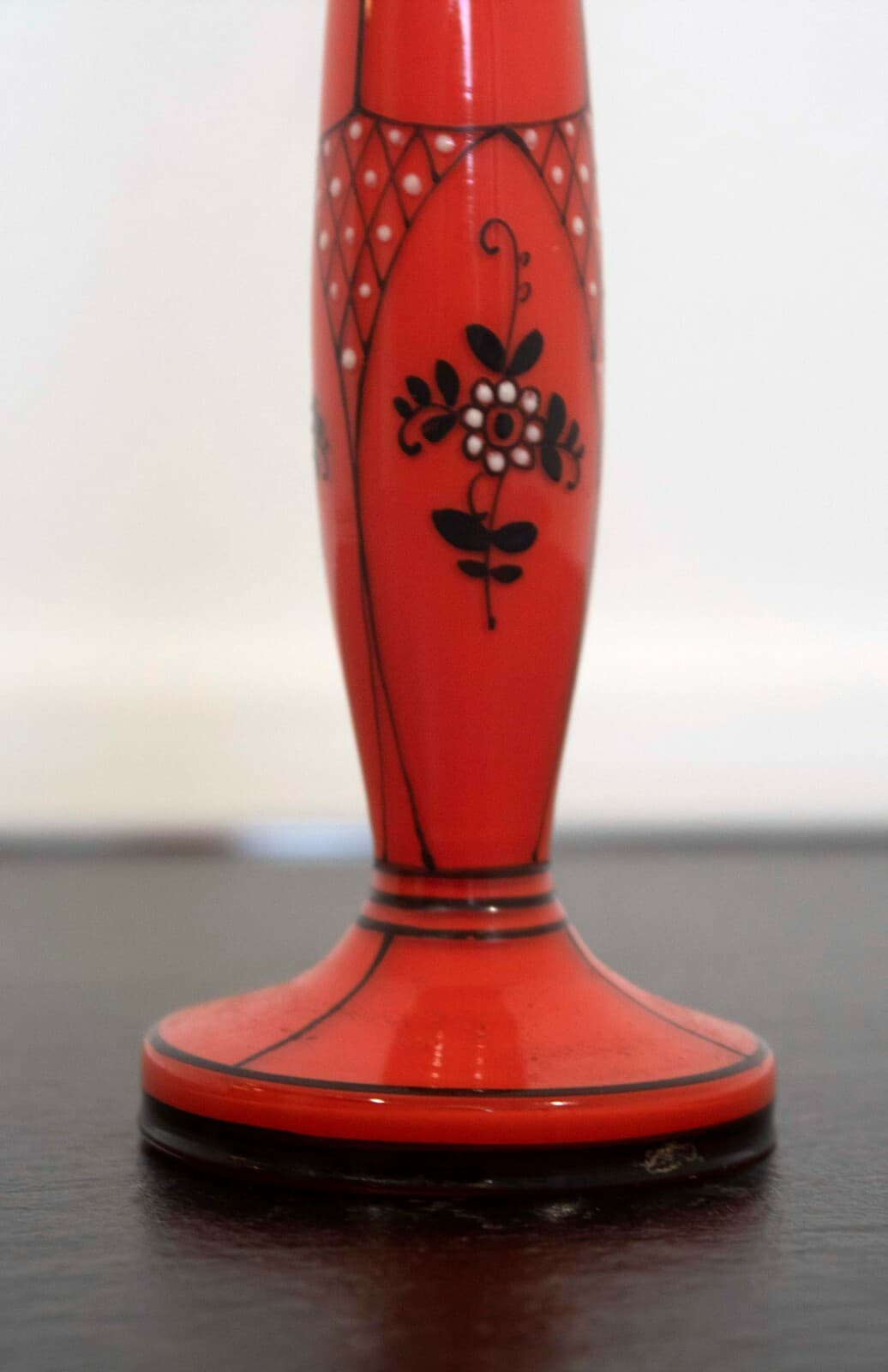 Gallo Slovakia Orange Bud Vase with Flower Design - Thumbnail 3