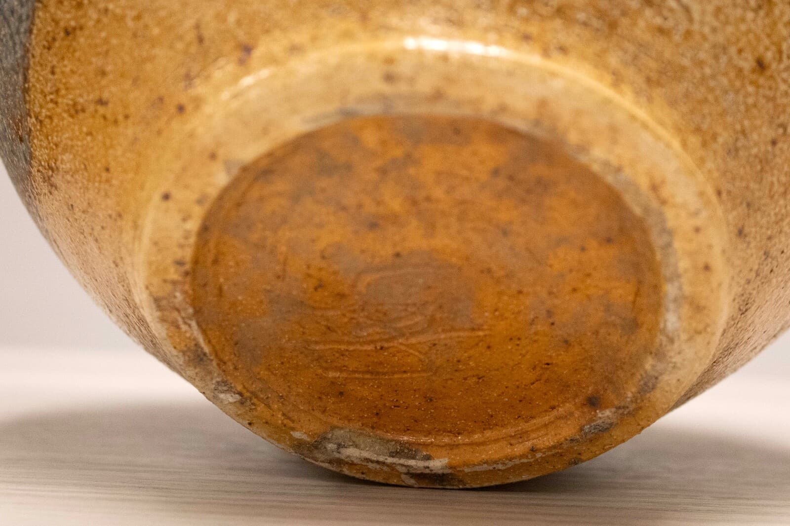 Mid Century Modern Glazed Studio Pottery Vessel Cobalt Blue with Earth Tones - Thumbnail 9