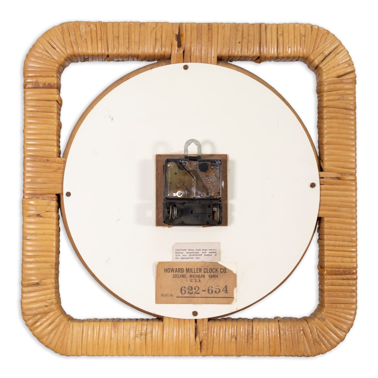 Vintage Mid Century Mod Rattan Basket Clock by George Nelson for Herman Miller - Thumbnail 2