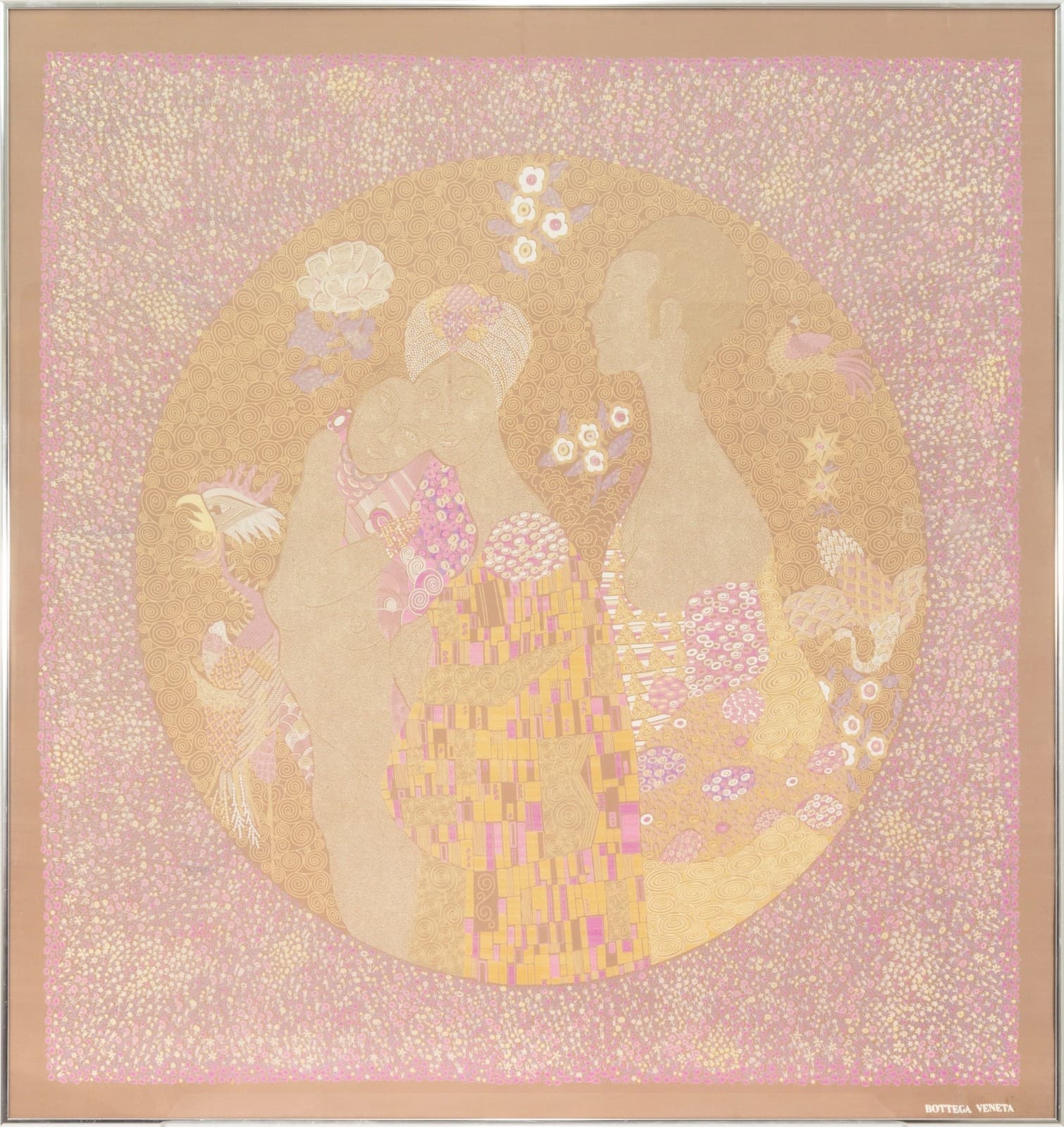 Framed Vintage Gustav Klimt Inspired Silk Scarf By Bottega Veneta