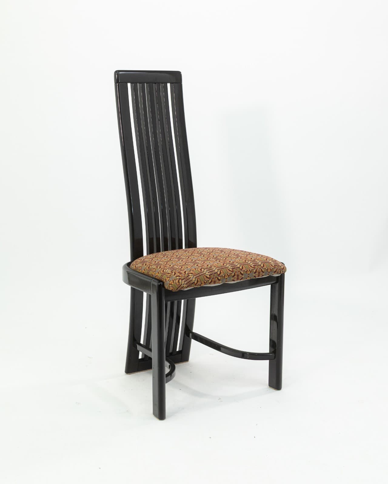 Set of 8 Liberty Postmodern Black Lacquered High Dining Chairs with Knoll Fabric - Thumbnail 4