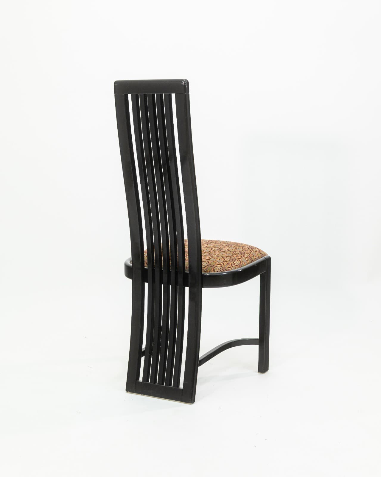 Set of 8 Liberty Postmodern Black Lacquered High Dining Chairs with Knoll Fabric - Thumbnail 6