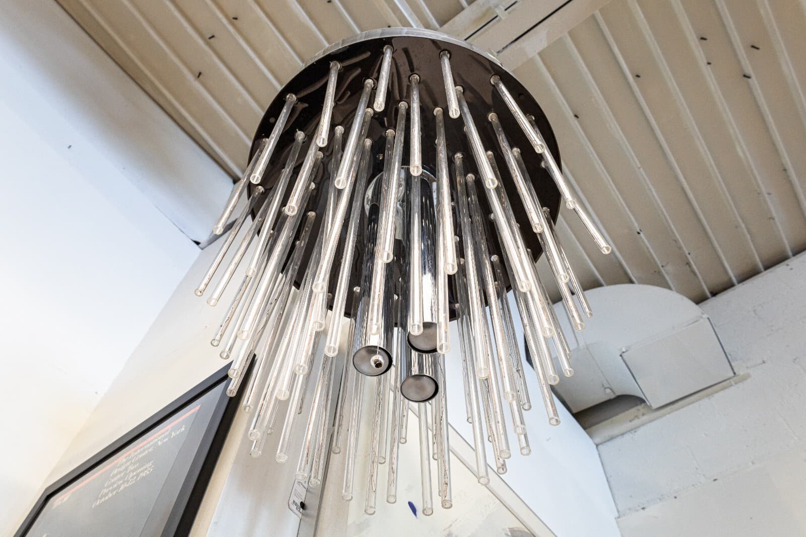 Chrome and Lucite Rod Contemporary Modern Waterfall Chandelier Light Fixture - Thumbnail 3