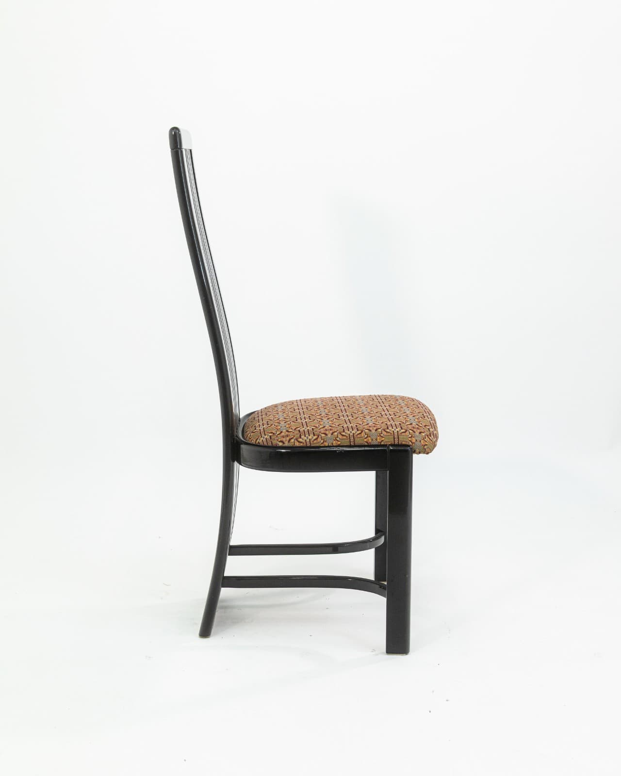 Set of 8 Liberty Postmodern Black Lacquered High Dining Chairs with Knoll Fabric - Thumbnail 5