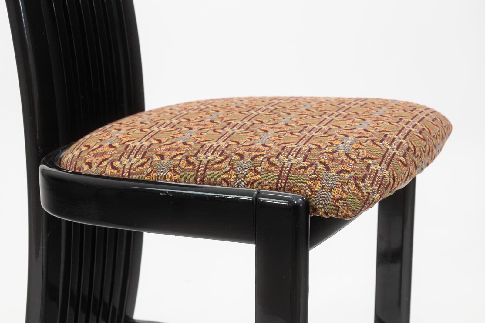 Set of 8 Liberty Postmodern Black Lacquered High Dining Chairs with Knoll Fabric - Thumbnail 9