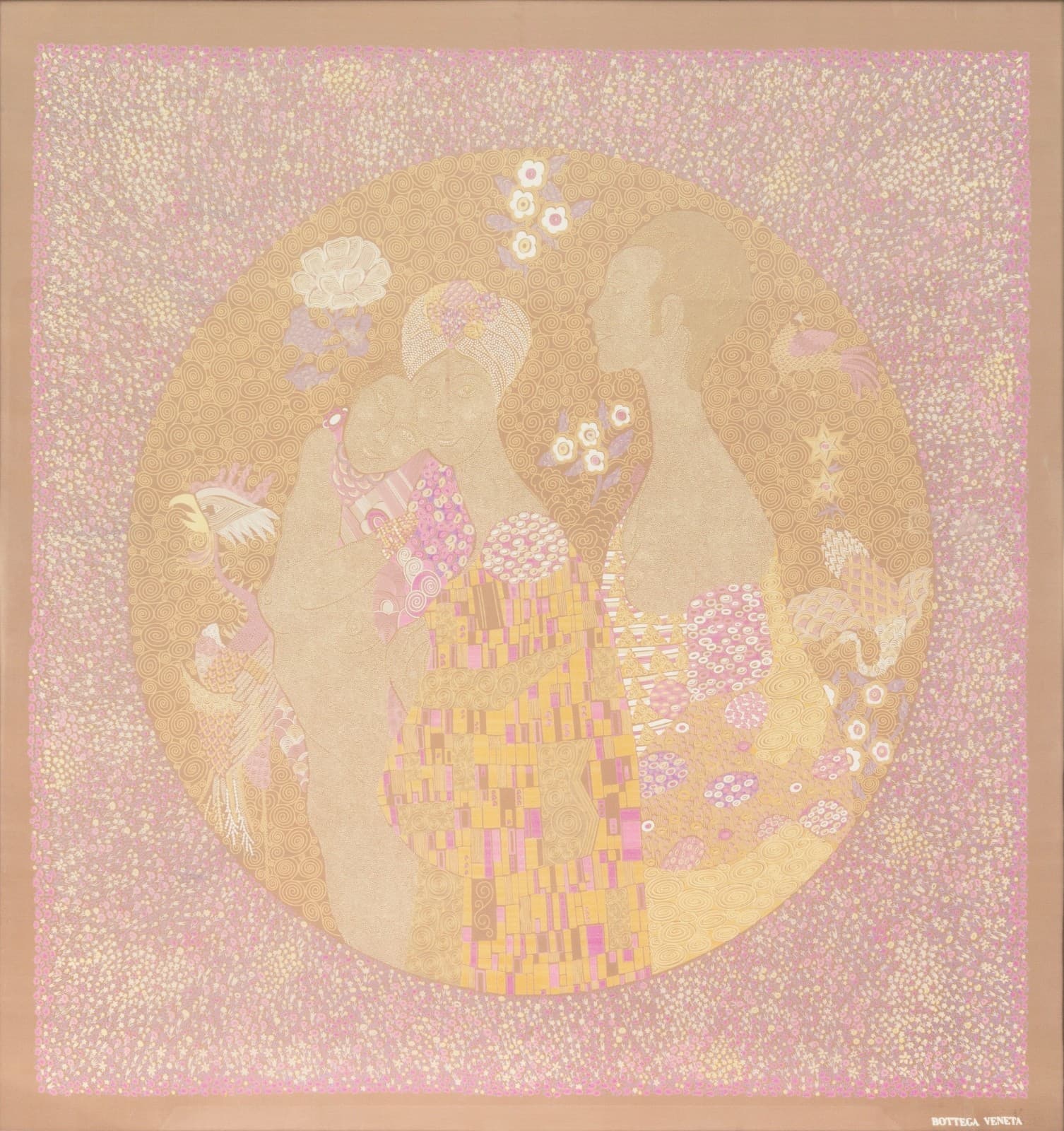 Framed Vintage Gustav Klimt Inspired Silk Scarf By Bottega Veneta - Thumbnail 2