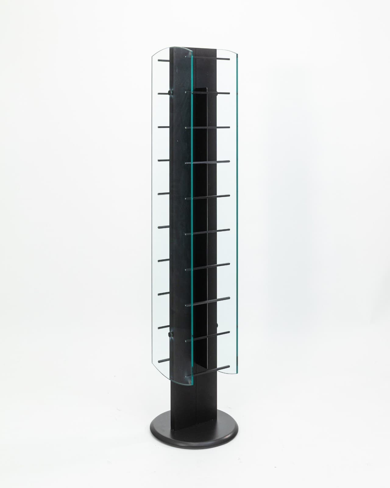 Contemporary Modern Italian Rotating Metal and Glass CD/DVD Display Rack - Thumbnail 2