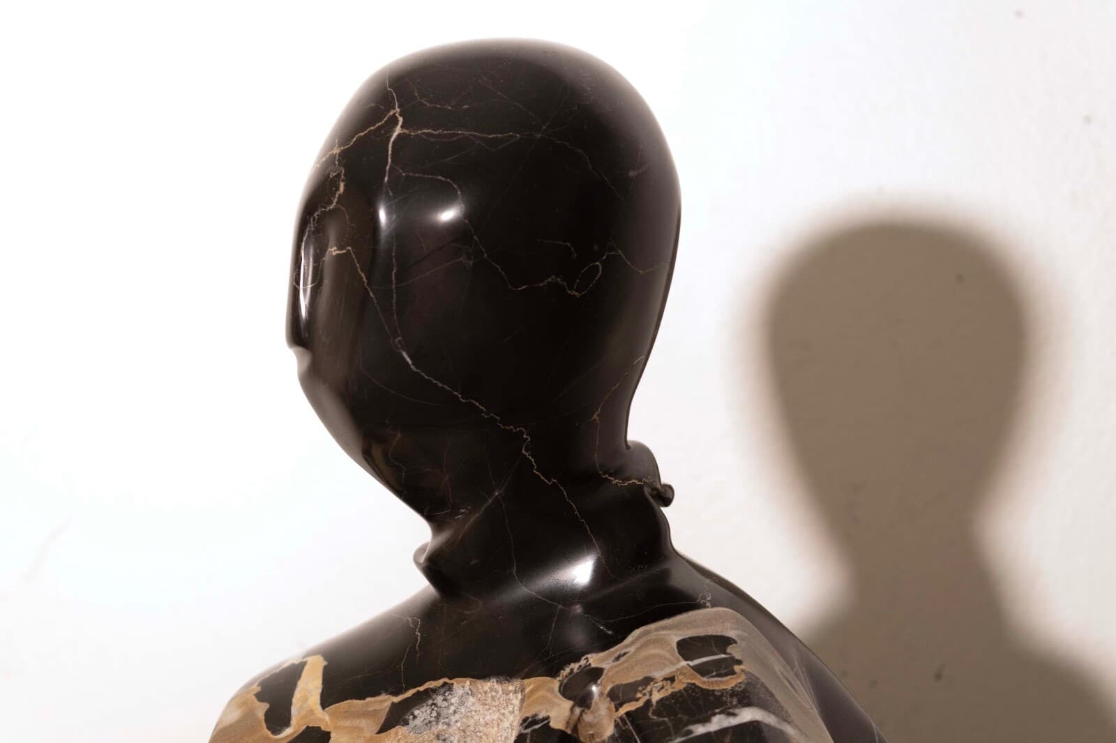 Contemporary Black Marble Abstract Figurative Sculpture on Base Signed Lora Ross - Thumbnail 6