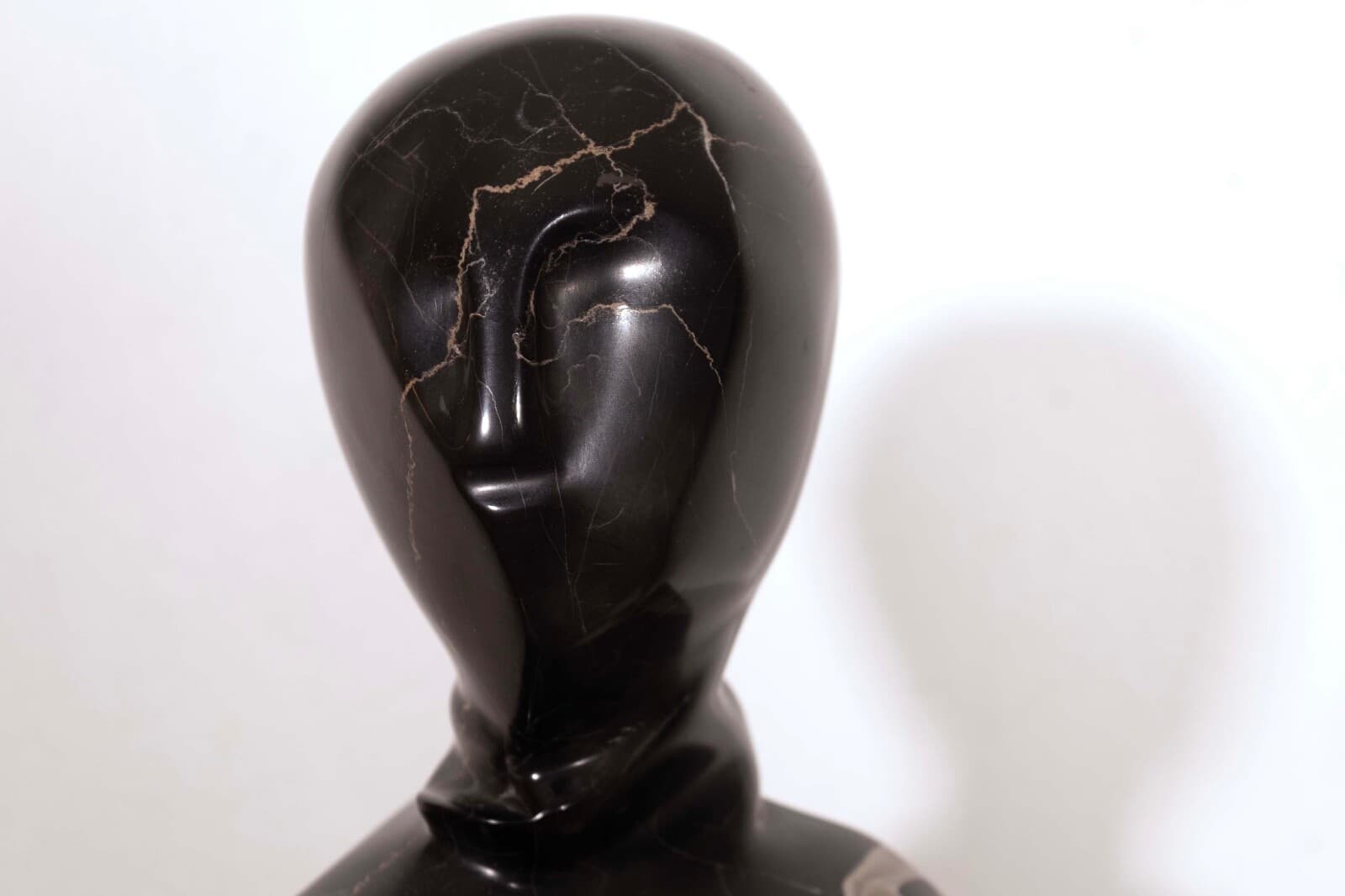Contemporary Black Marble Abstract Figurative Sculpture on Base Signed Lora Ross - Thumbnail 9