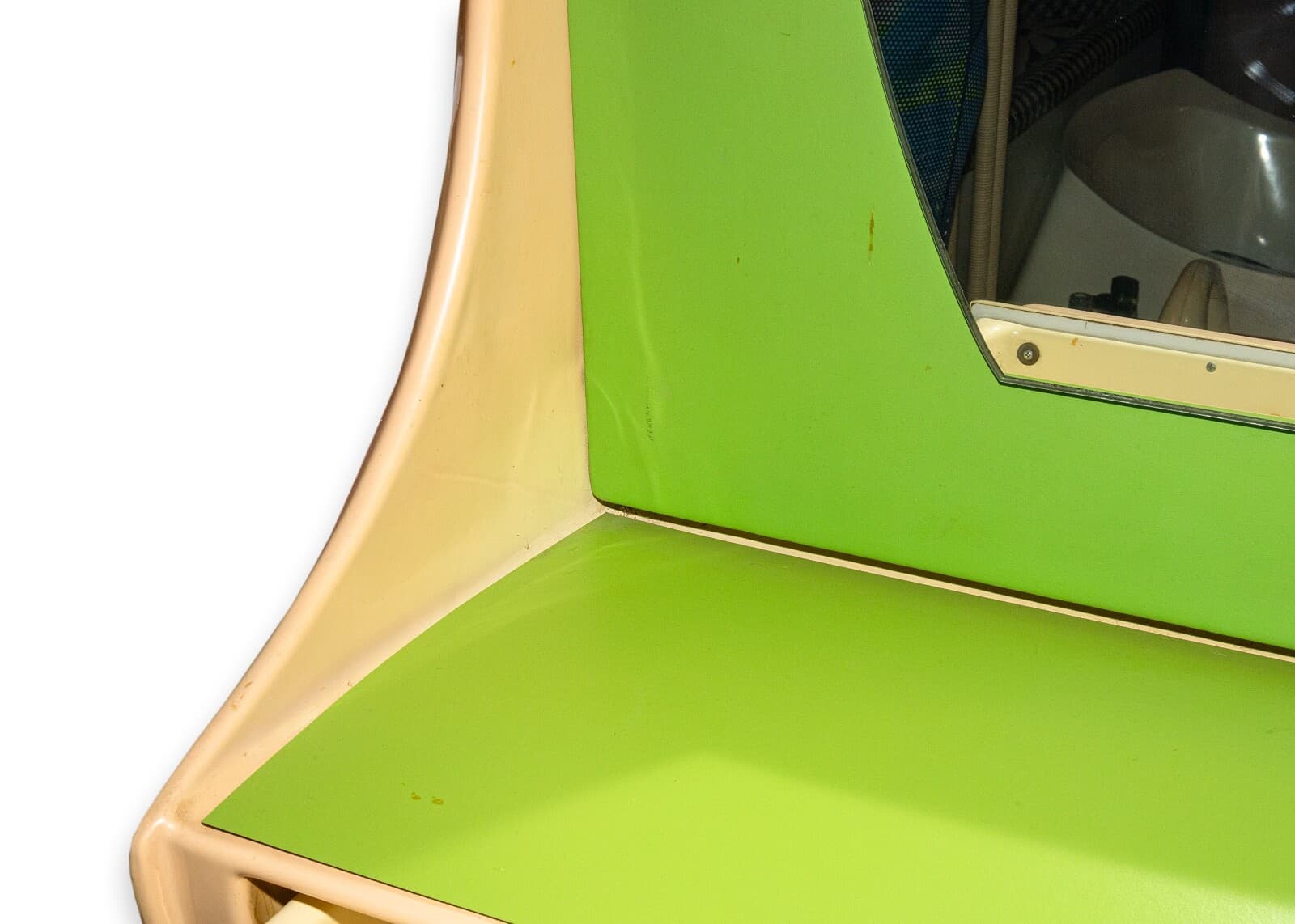 Set of 8 Vintage Retro Space Age Hair Salon Mirror Units in Lime Green & Taupe - Thumbnail 6