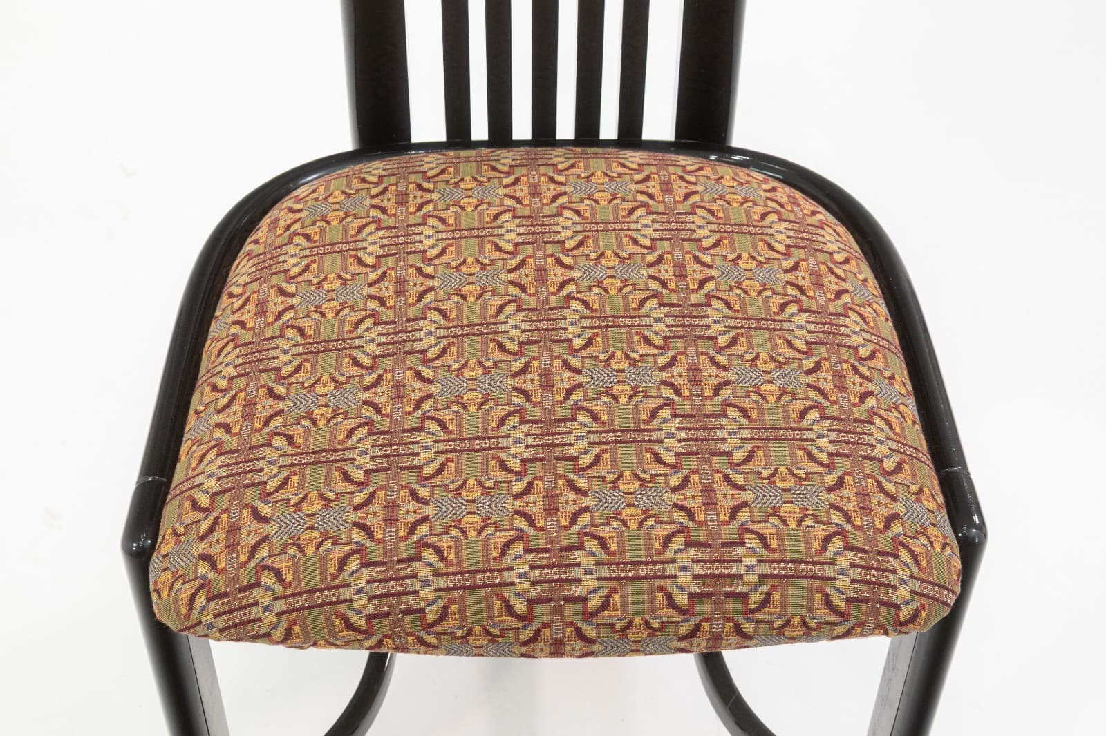 Set of 8 Liberty Postmodern Black Lacquered High Dining Chairs with Knoll Fabric - Thumbnail 8