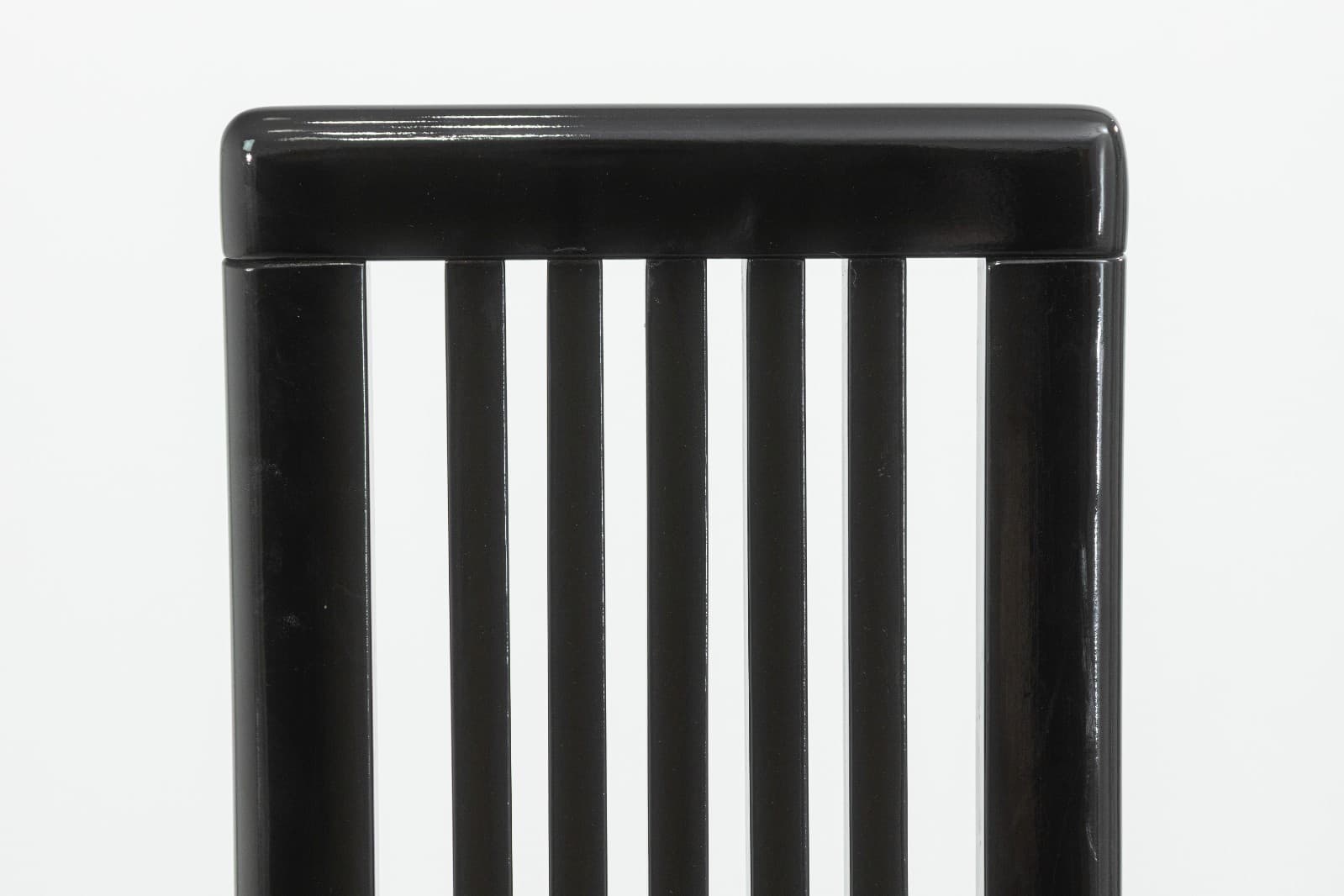 Set of 8 Liberty Postmodern Black Lacquered High Dining Chairs with Knoll Fabric - Thumbnail 7