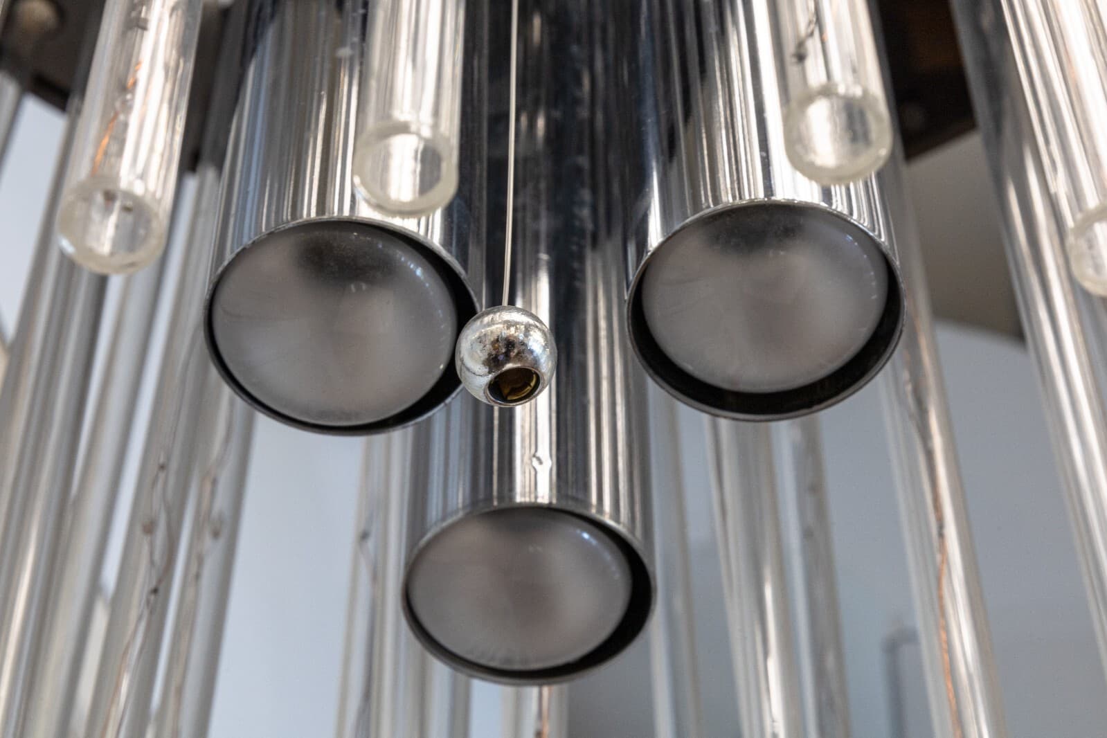 Chrome and Lucite Rod Contemporary Modern Waterfall Chandelier Light Fixture - Thumbnail 6