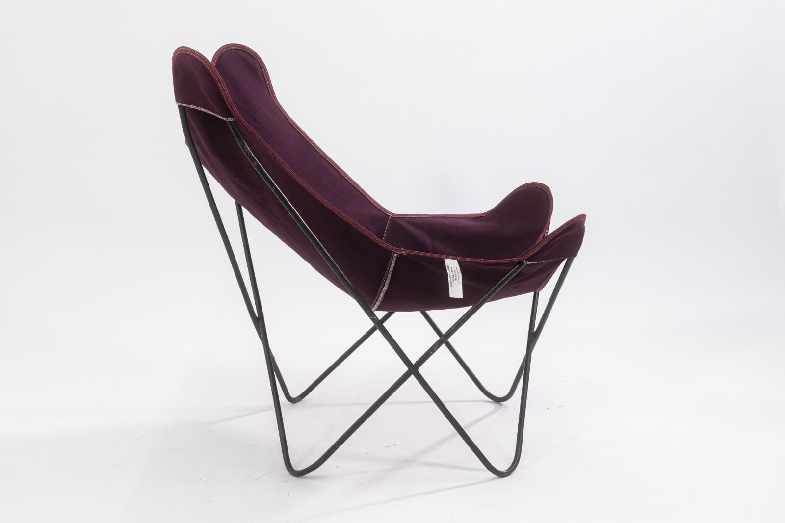 Original Vintage Butterfly Chair Black Metal Frame w New Purple Fabric Cover - Thumbnail 4