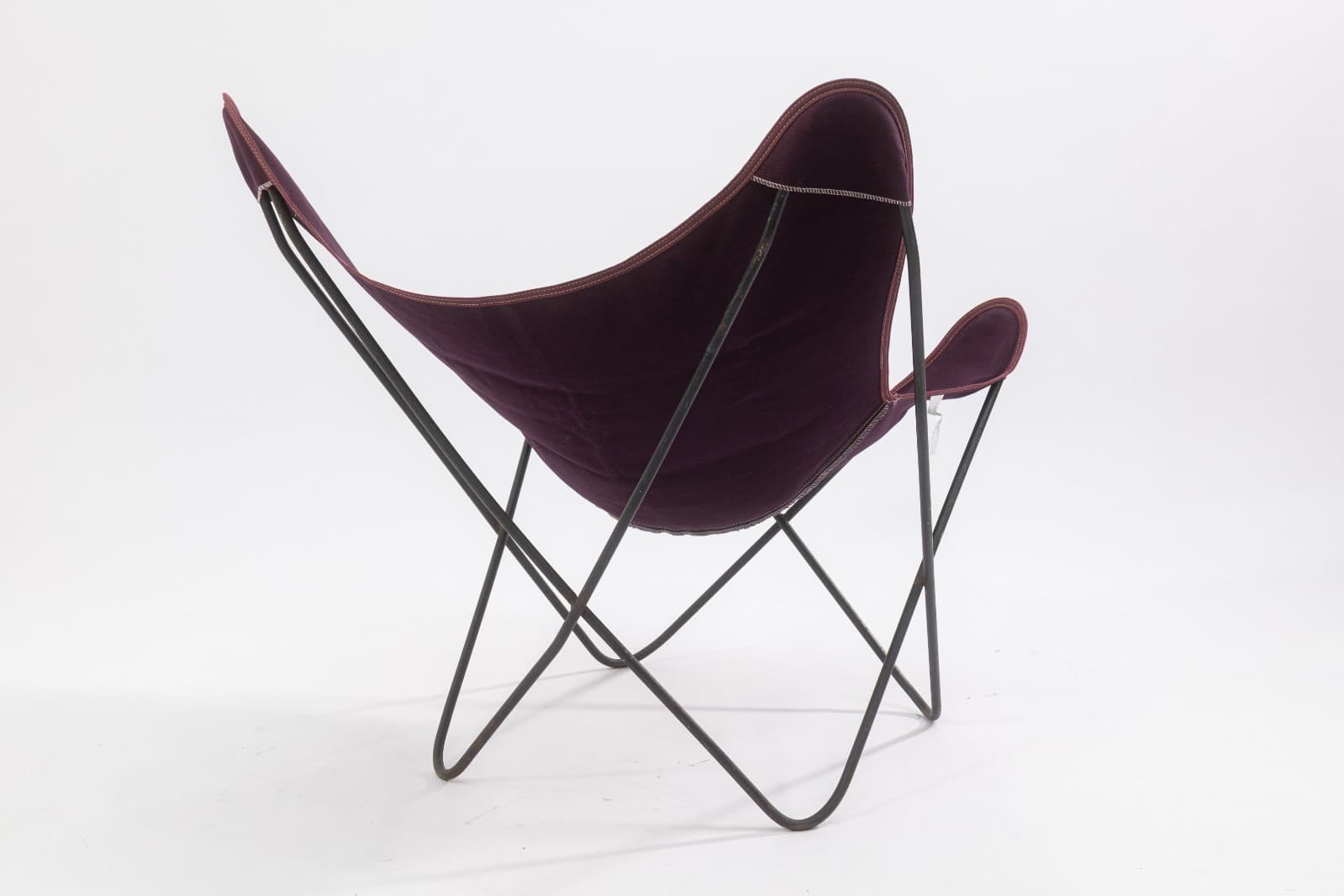 Original Vintage Butterfly Chair Black Metal Frame w New Purple Fabric Cover - Thumbnail 5