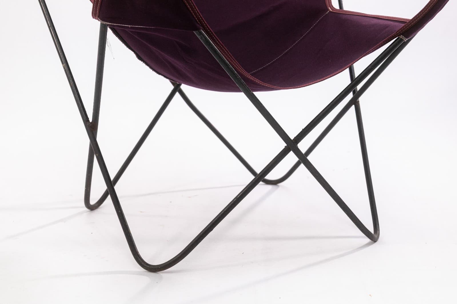 Original Vintage Butterfly Chair Black Metal Frame w New Purple Fabric Cover - Thumbnail 8