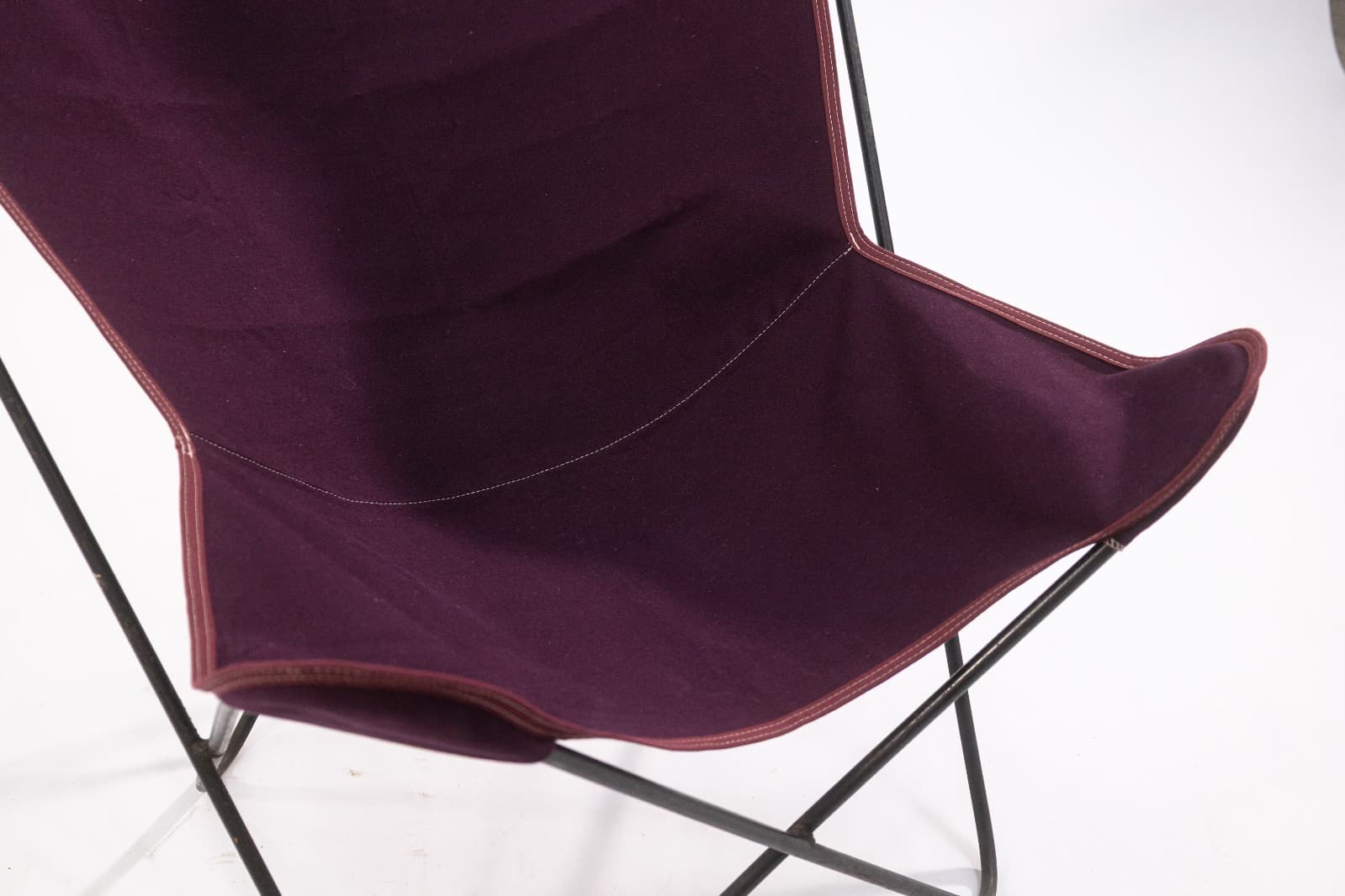 Original Vintage Butterfly Chair Black Metal Frame w New Purple Fabric Cover - Thumbnail 7