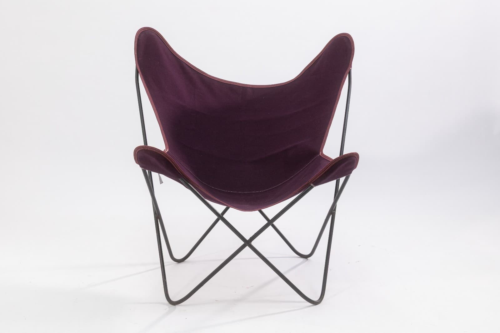 Original Vintage Butterfly Chair Black Metal Frame w New Purple Fabric Cover - Thumbnail 2