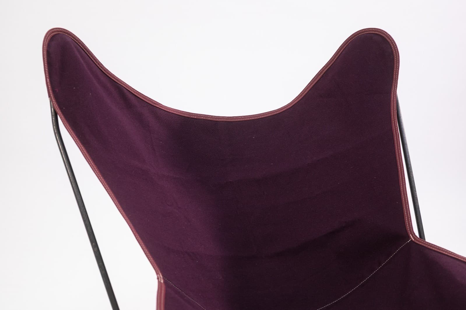 Original Vintage Butterfly Chair Black Metal Frame w New Purple Fabric Cover - Thumbnail 6