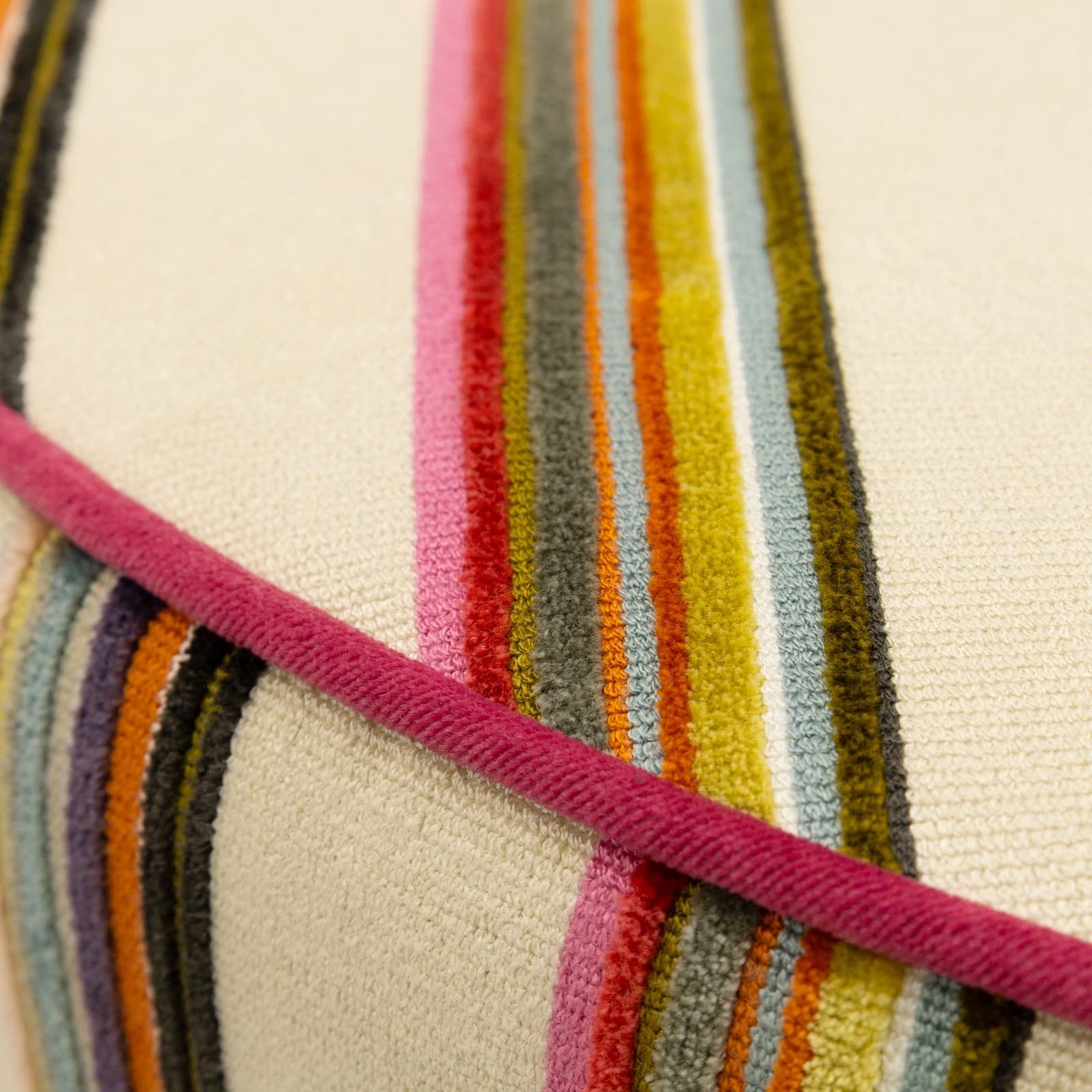 Modern Upholstered Multicolored Ottoman With Vertical Stripe Pattern - Thumbnail 4