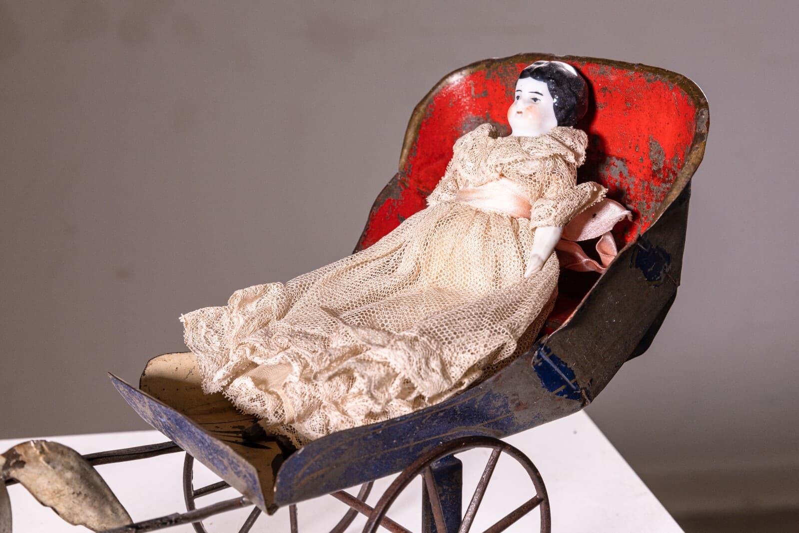James Fallows & Sons Horse Carriage with Doll Antique Tin Toy Collectables Phila - Thumbnail 3