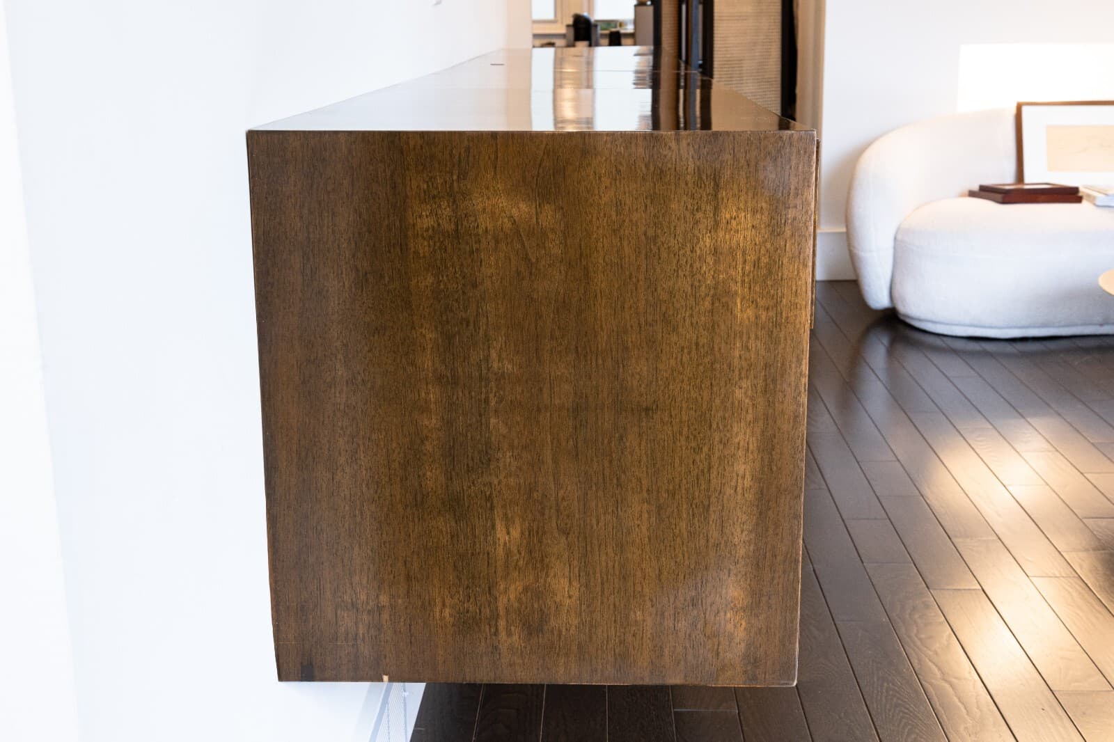 Mid Century Modern 3 Piece Walnut Chrome Tobocman Wall Hanging Floating Credenza - Thumbnail 5