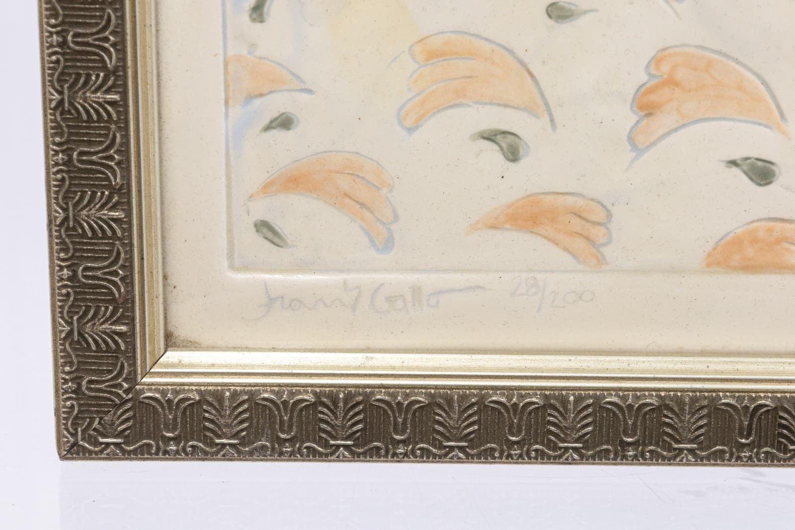 Frank Gallo Woman in the Rain Signed Figurative Ceramic Tile 28/200 Framed 1980s - Thumbnail 6