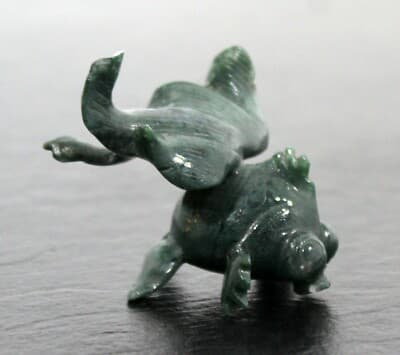 Small Nephite Jade Stone Koi Fish Table Sculpture Green Aquatic - Thumbnail 4