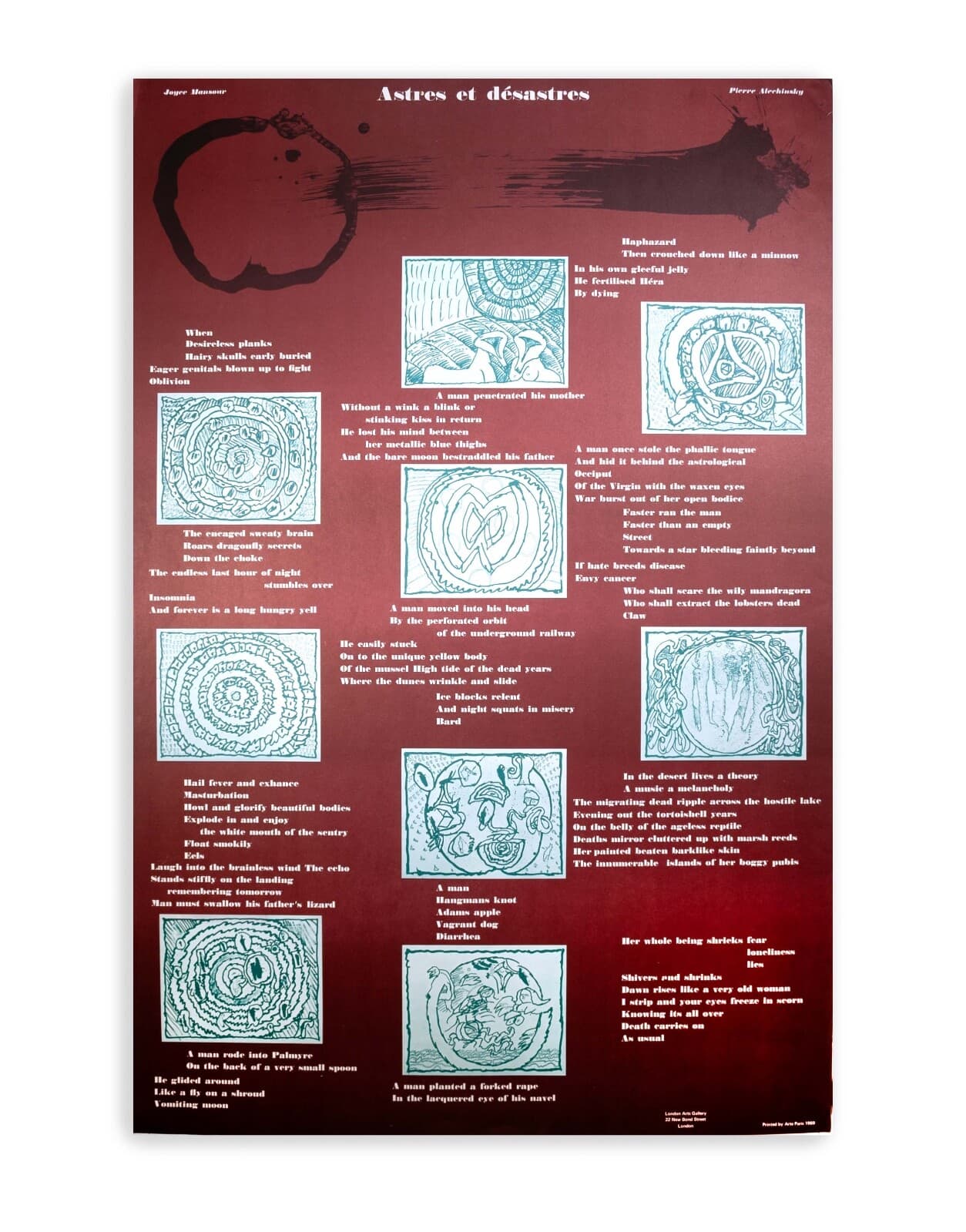 Joyce Mansour & Pierre Alechinsky Astres et Desastres Lithographic Poster - Thumbnail 2