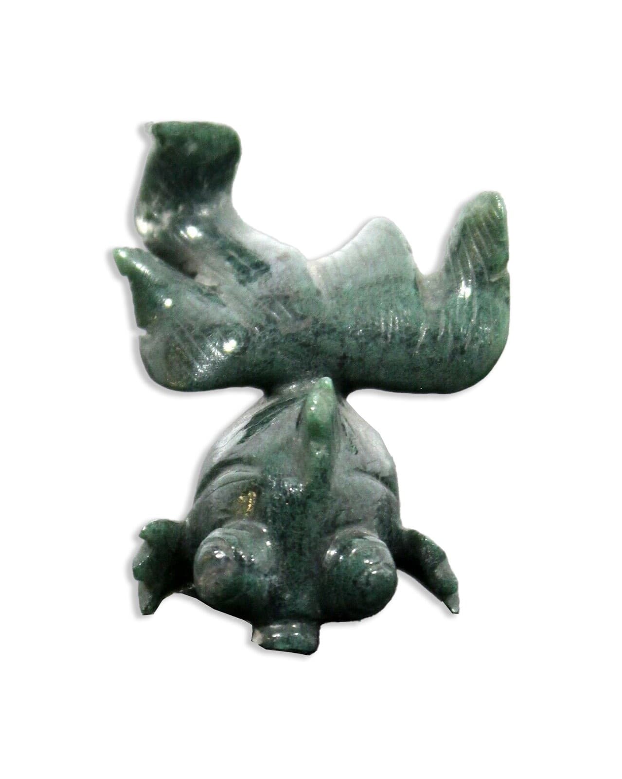 Small Nephite Jade Stone Koi Fish Table Sculpture Green Aquatic