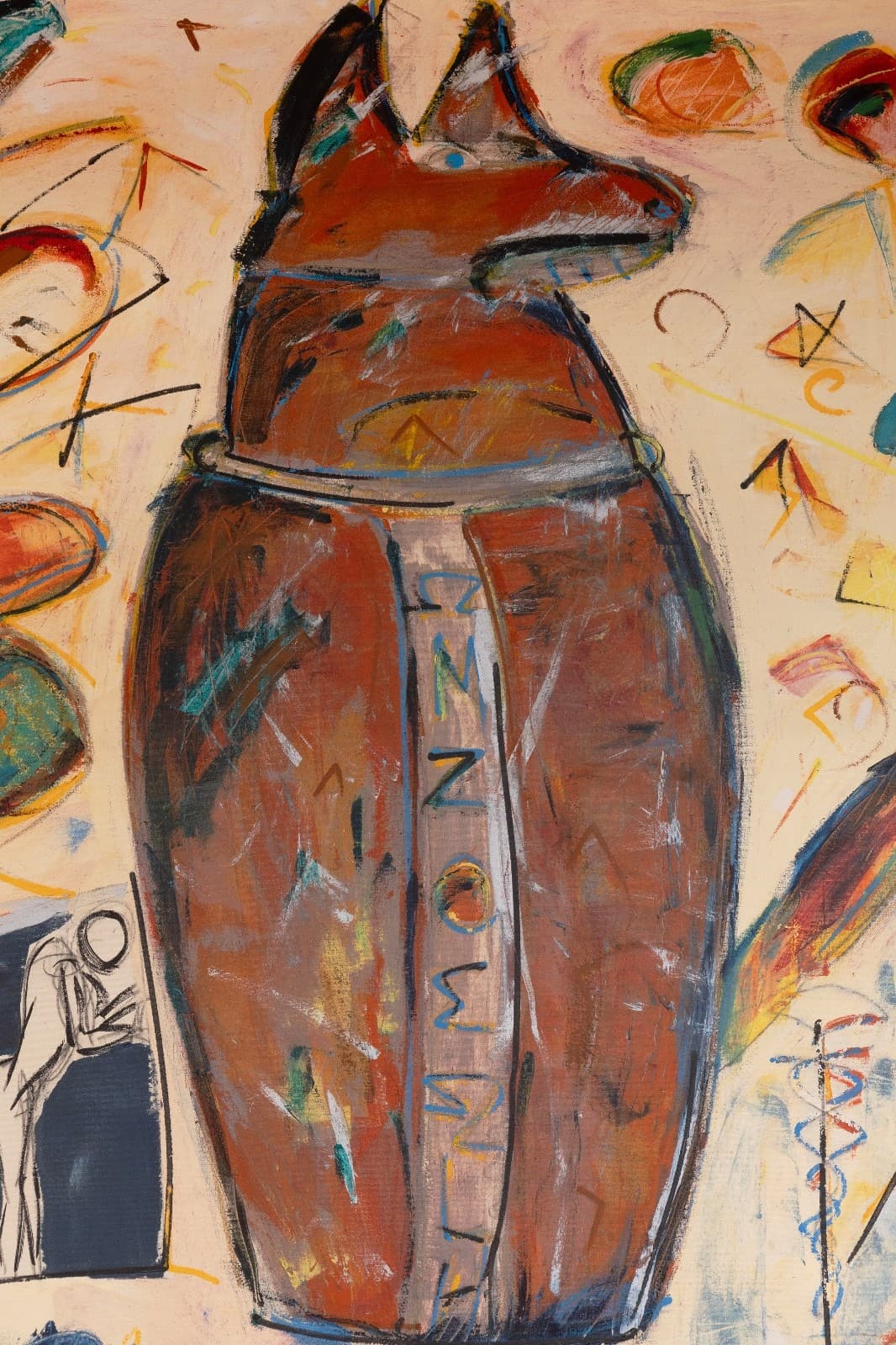 Hermann Lederle Canopic 1985 Signed Oil Painting Figurative Abstract Painting - Thumbnail 2