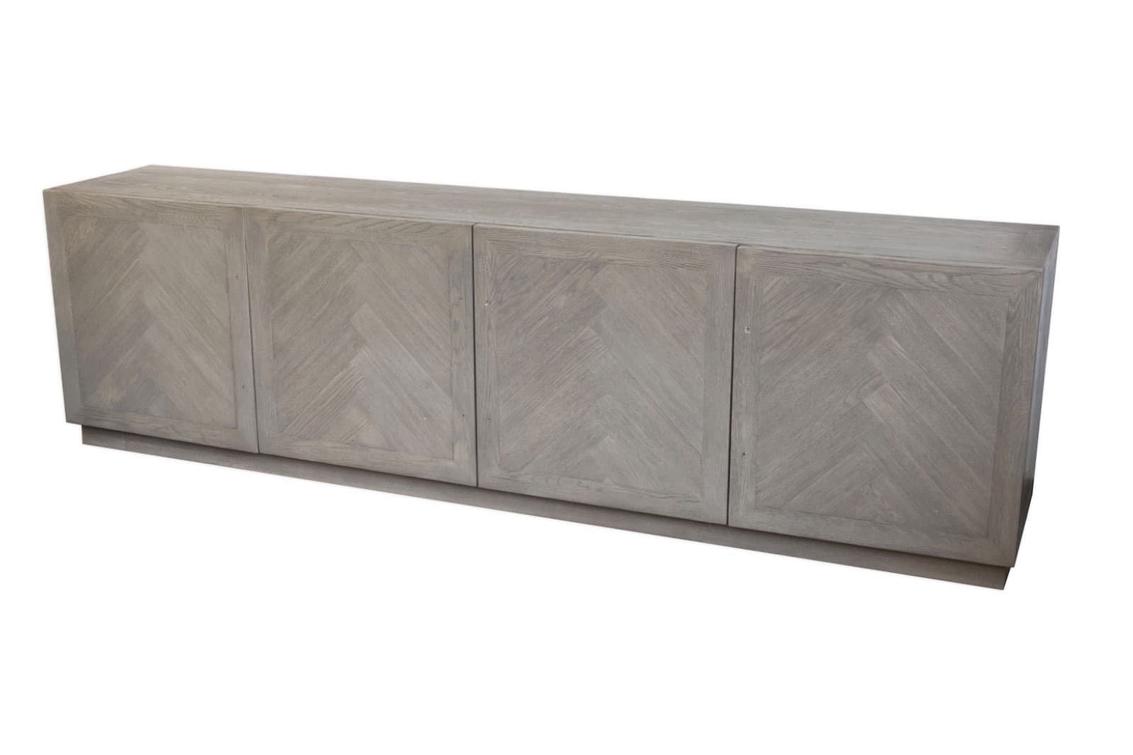 Restoration Hardware Grey Herringbone 4-Door Media Console