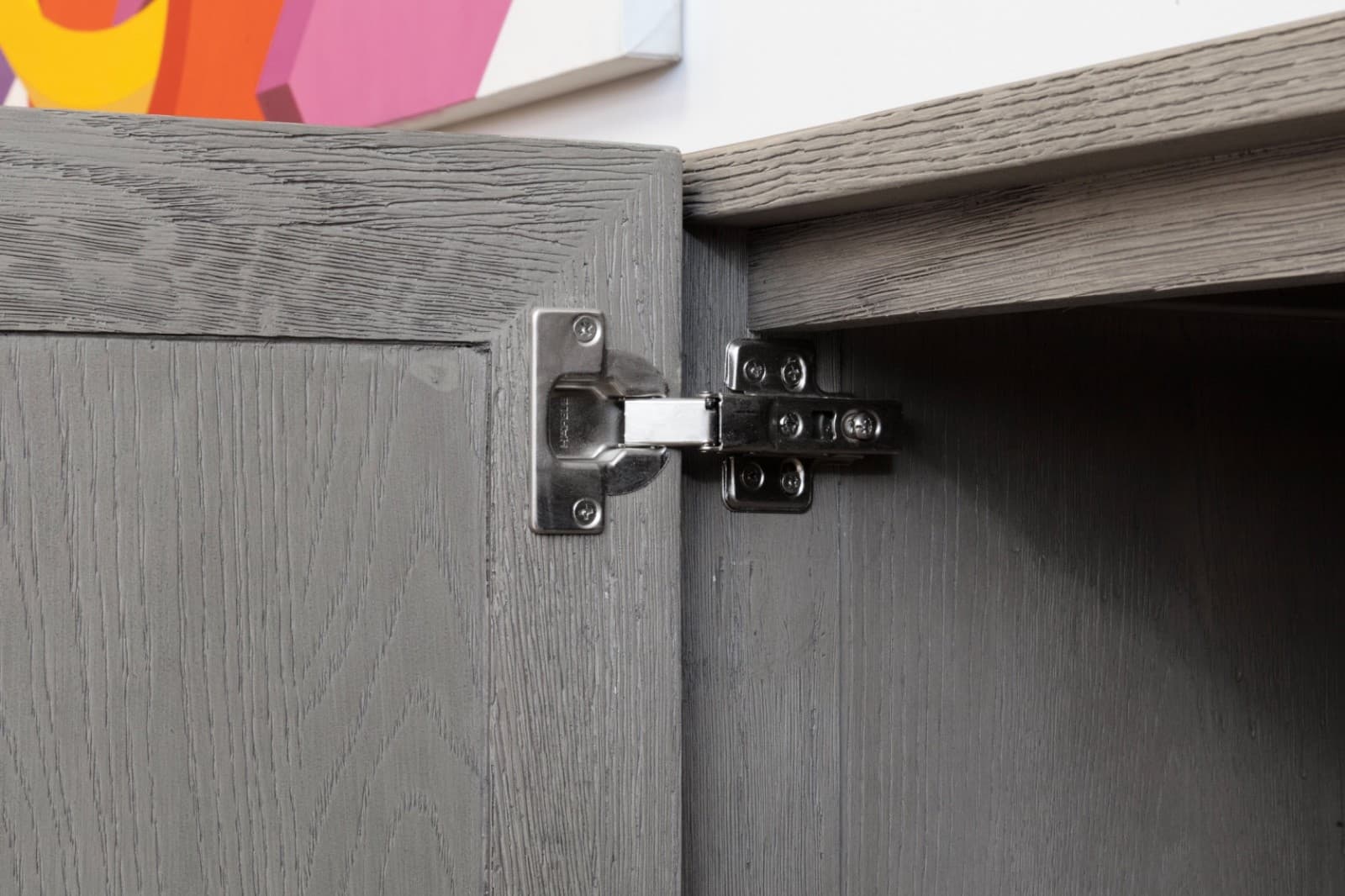 Restoration Hardware Grey Herringbone 4-Door Media Console - Thumbnail 5