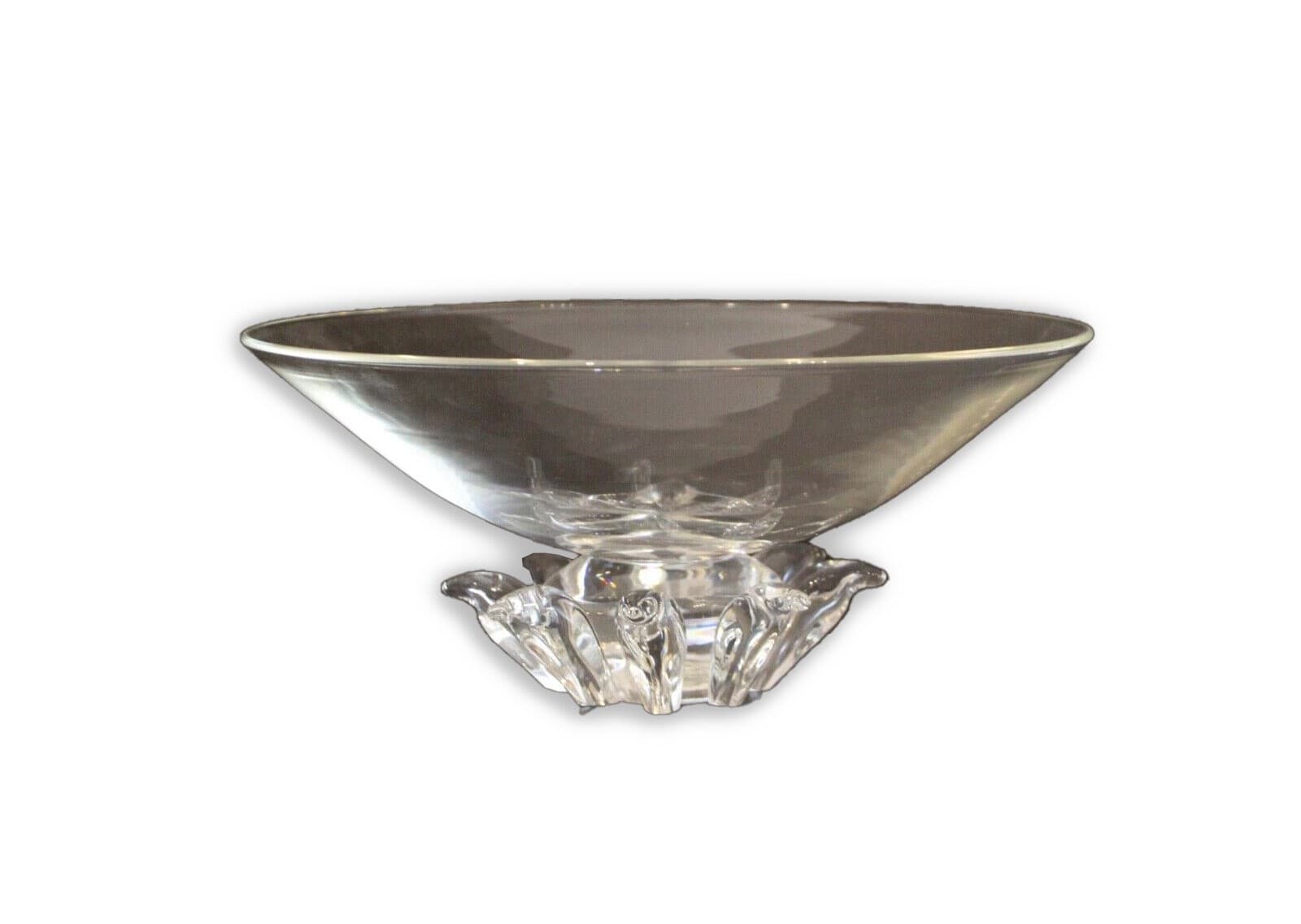 Vintage Mid Century Steuben Crystal Peony Footed Bowl by Donald Pollard 1960s