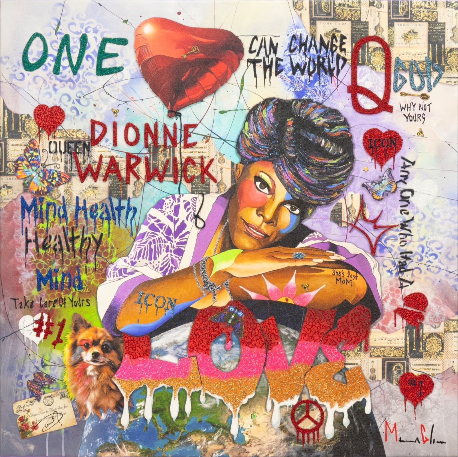 Marcus Glenn One Heart Can Change the World Signed Dionne Warwick Giclee Canvas