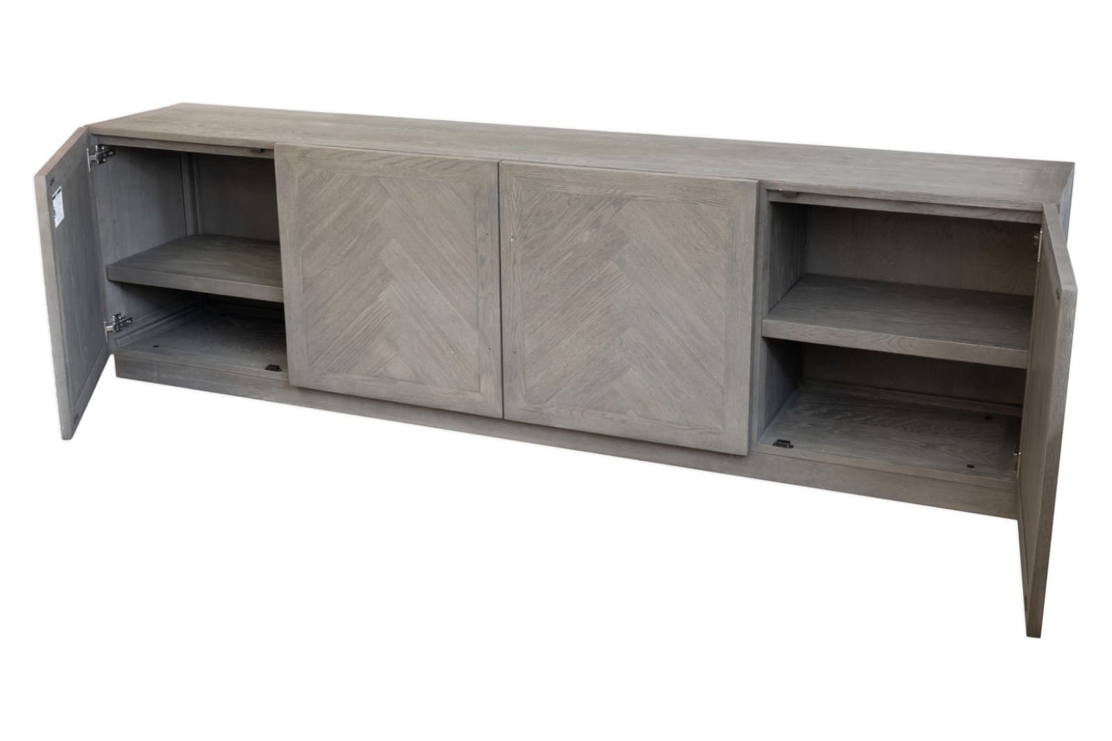 Restoration Hardware Grey Herringbone 4-Door Media Console - Thumbnail 2