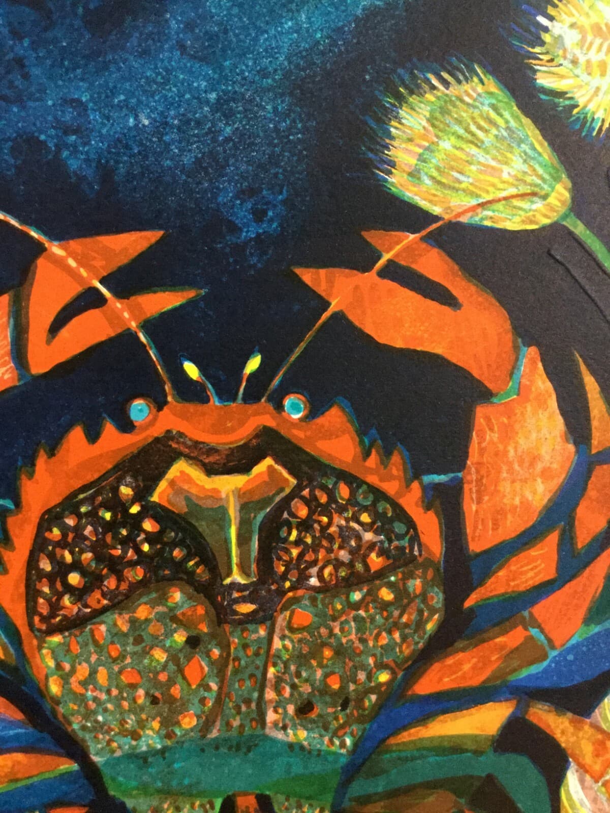 Mid Century Modern Unframed Moon Children Cancer Judith Bledsoe Signed Litho - Thumbnail 4