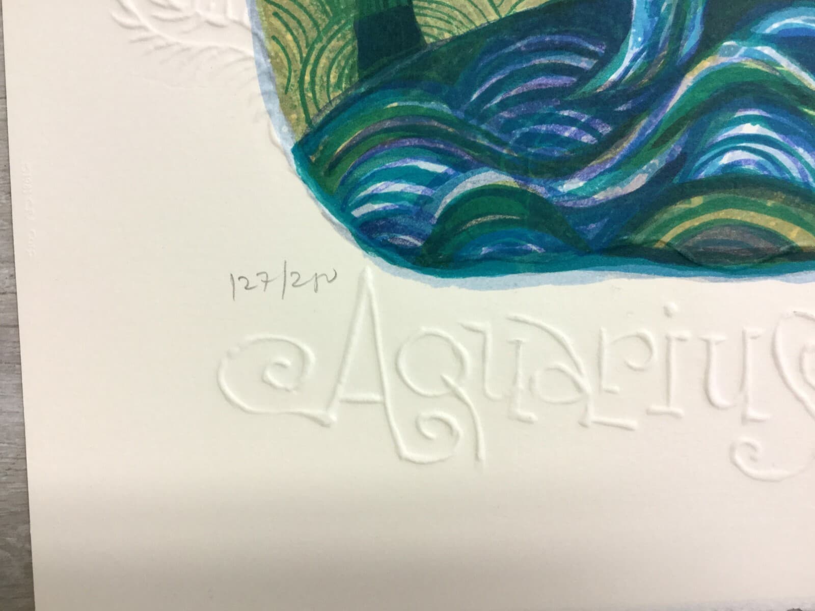 Mid Century Modern Unframed Aquarius Zodiac Judith Bledsoe Signed Lithograph - Thumbnail 4