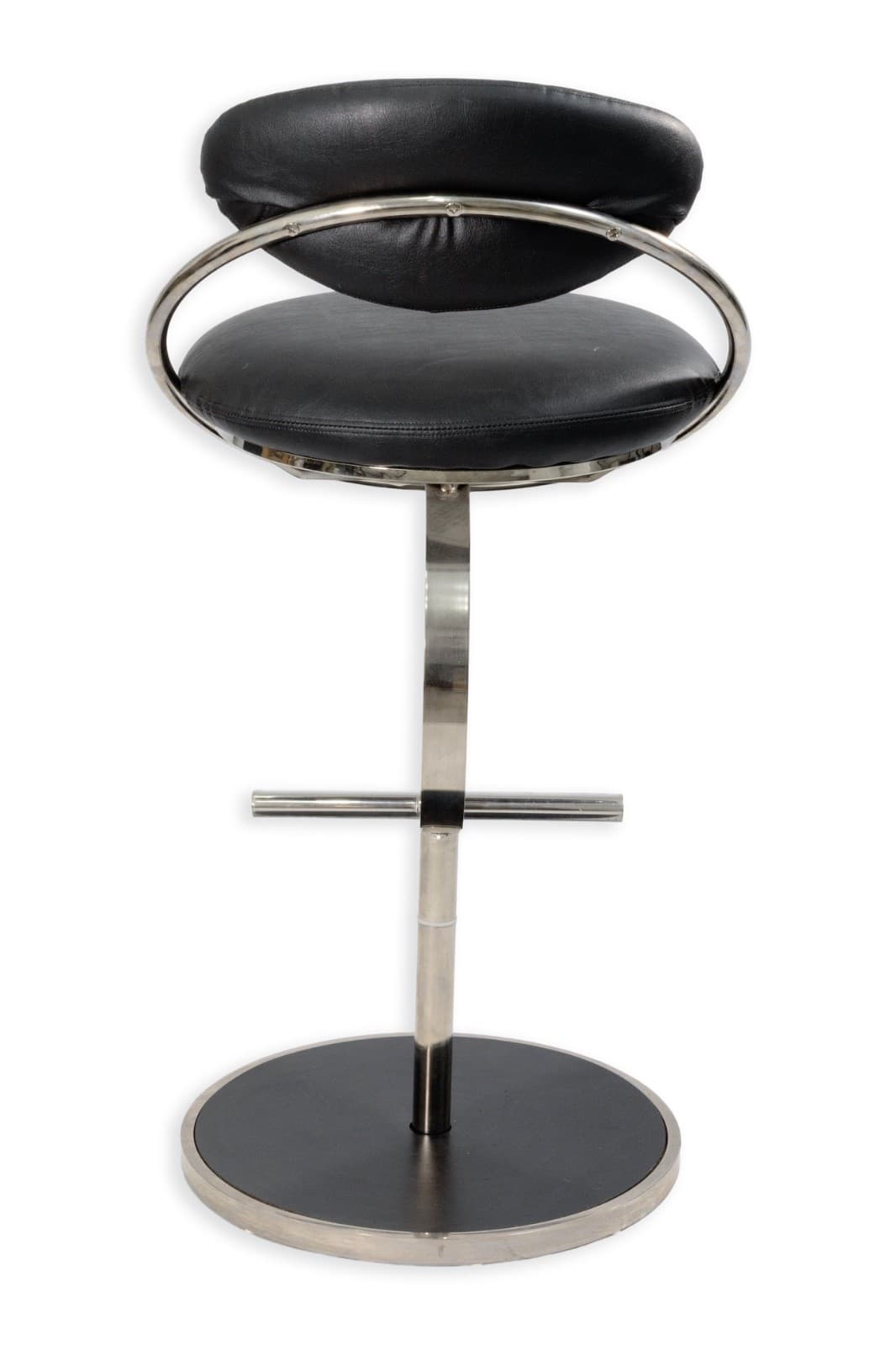 Design Institute Of America Black Leather & Chrome Hightop Barstools 2 available - Thumbnail 4