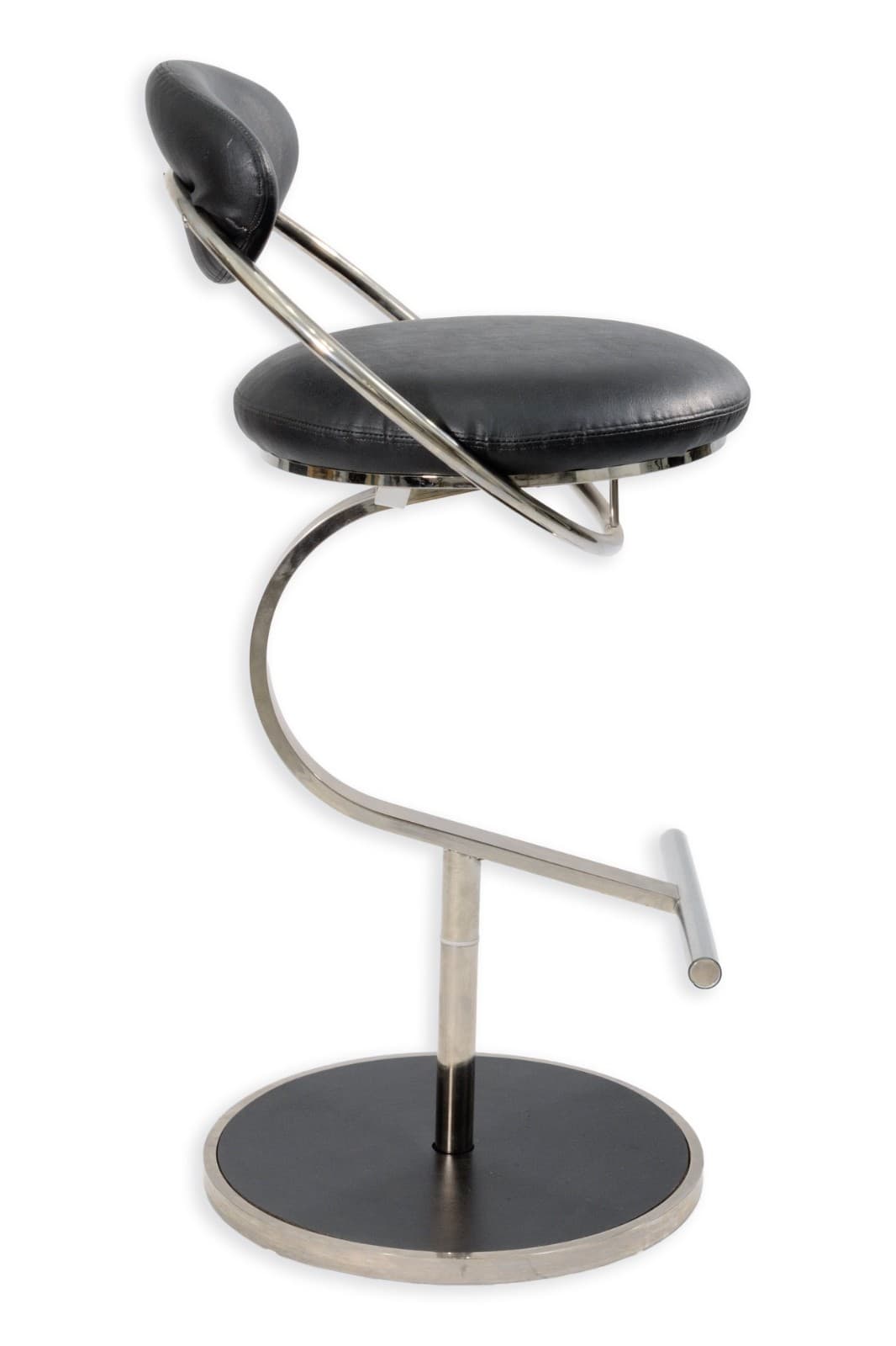 Design Institute Of America Black Leather & Chrome Hightop Barstools 2 available - Thumbnail 3