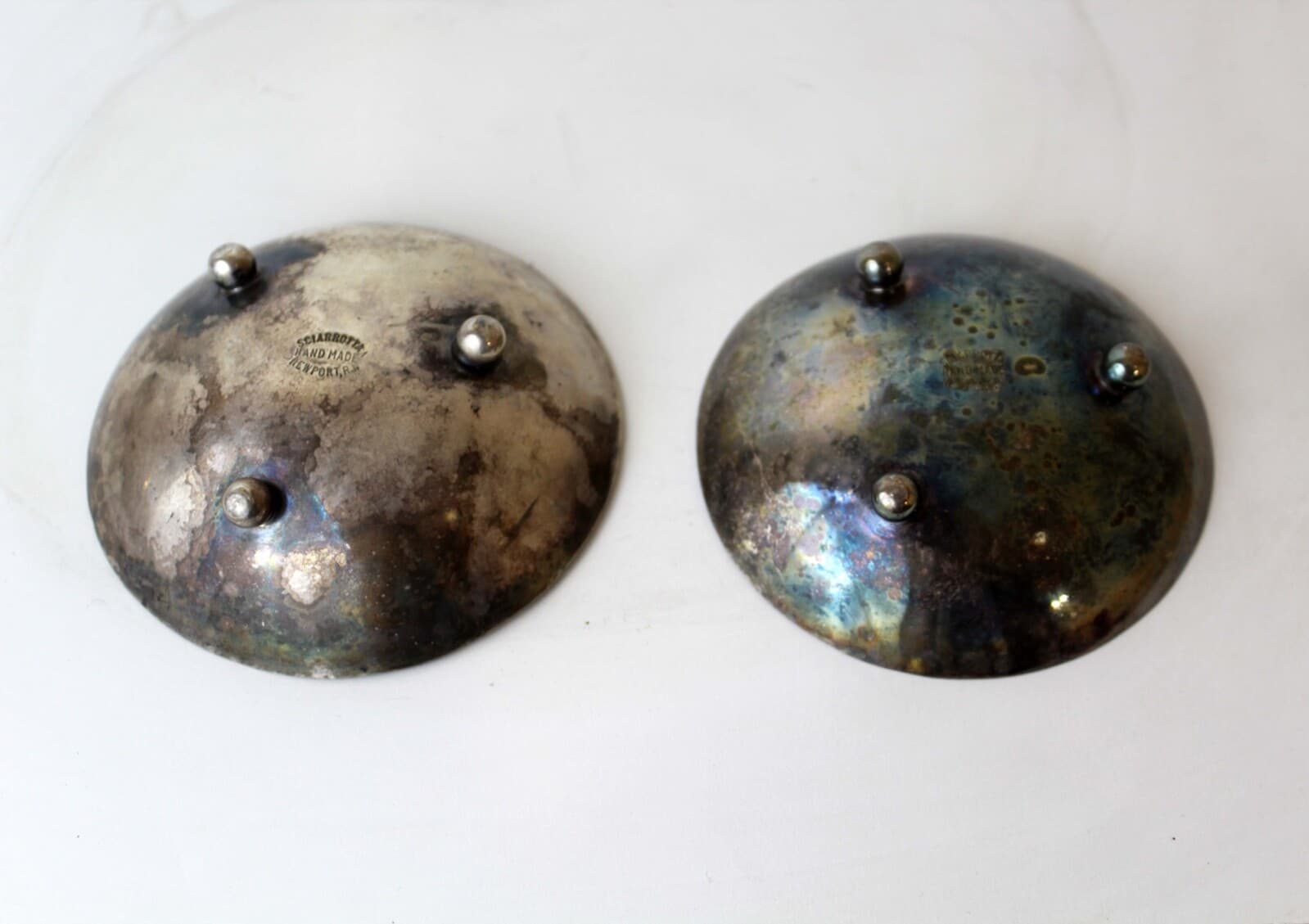Mid Century Modern Pair Alfredo Scciarotta Modernist Sterling Silver Mini Bowls - Thumbnail 8