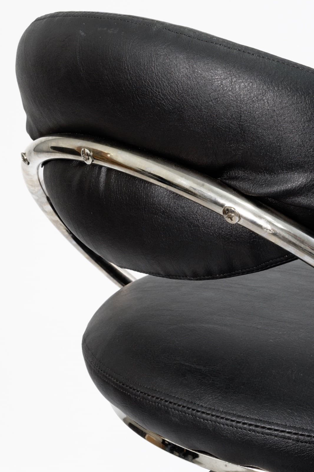 Design Institute Of America Black Leather & Chrome Hightop Barstools 2 available - Thumbnail 6