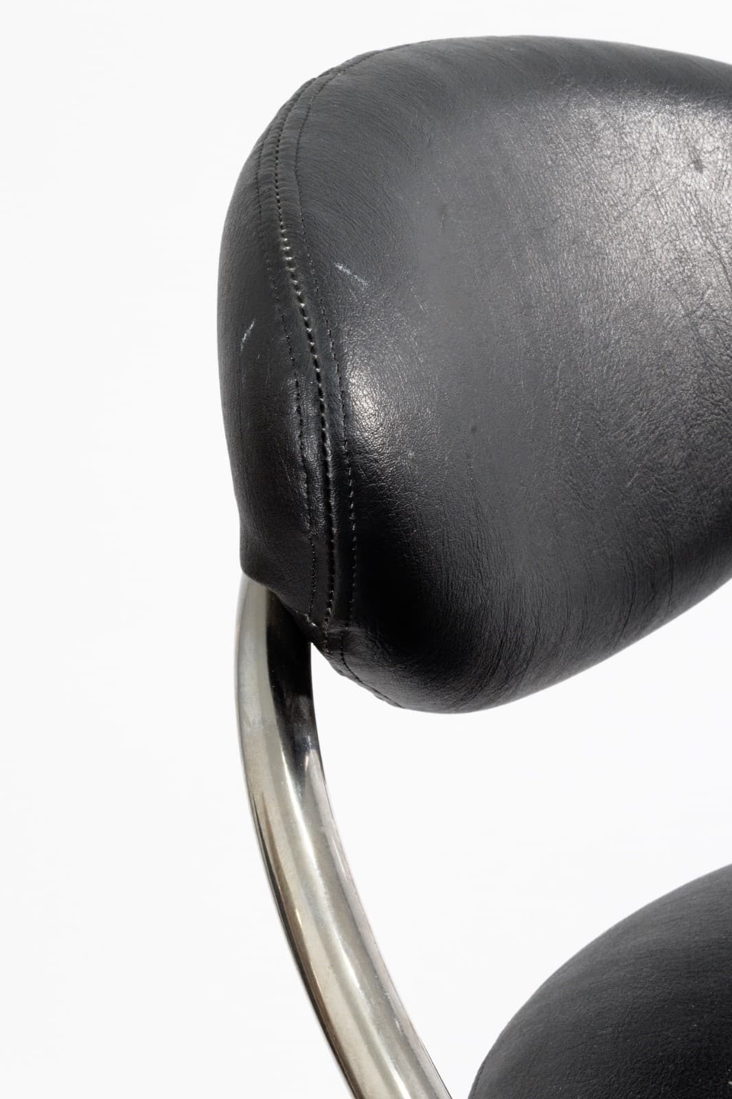 Design Institute Of America Black Leather & Chrome Hightop Barstools 2 available - Thumbnail 7