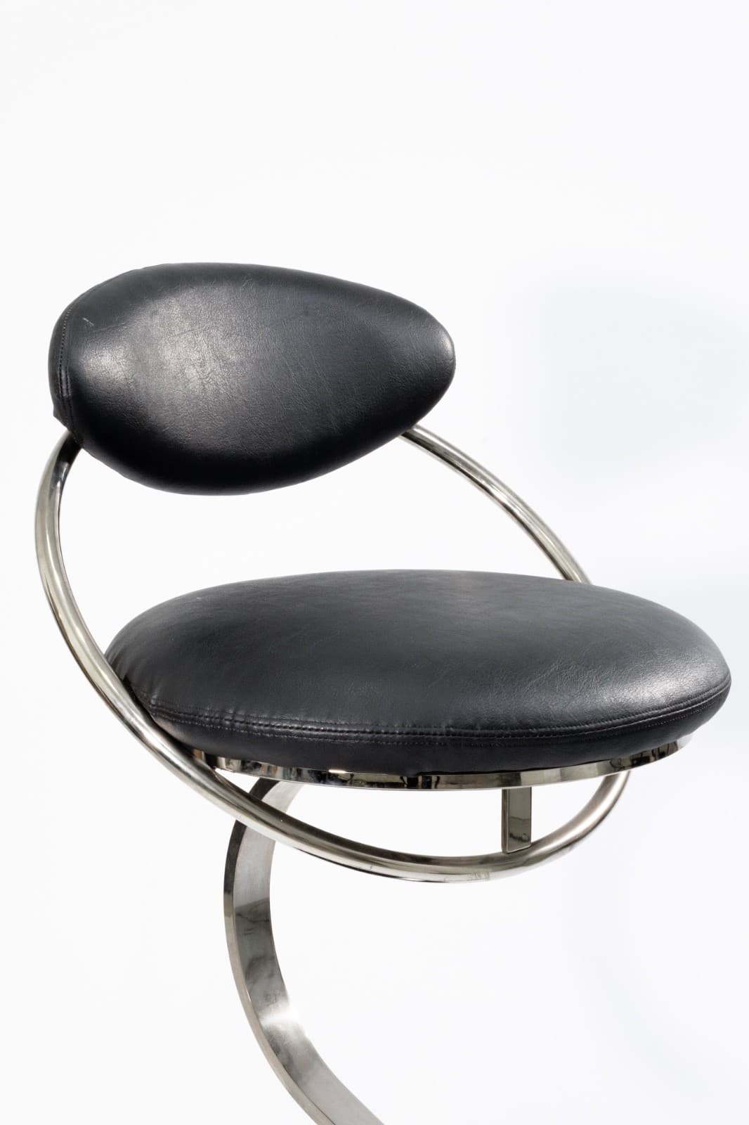 Design Institute Of America Black Leather & Chrome Hightop Barstools 2 available - Thumbnail 5