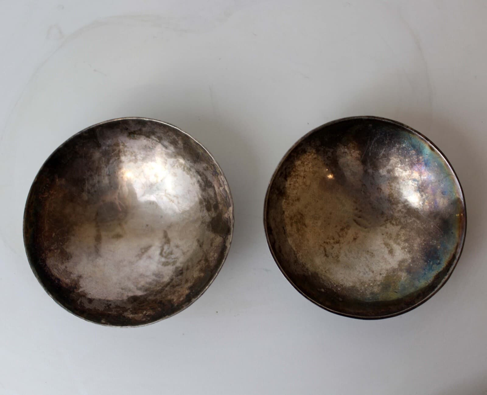 Mid Century Modern Pair Alfredo Scciarotta Modernist Sterling Silver Mini Bowls - Thumbnail 10